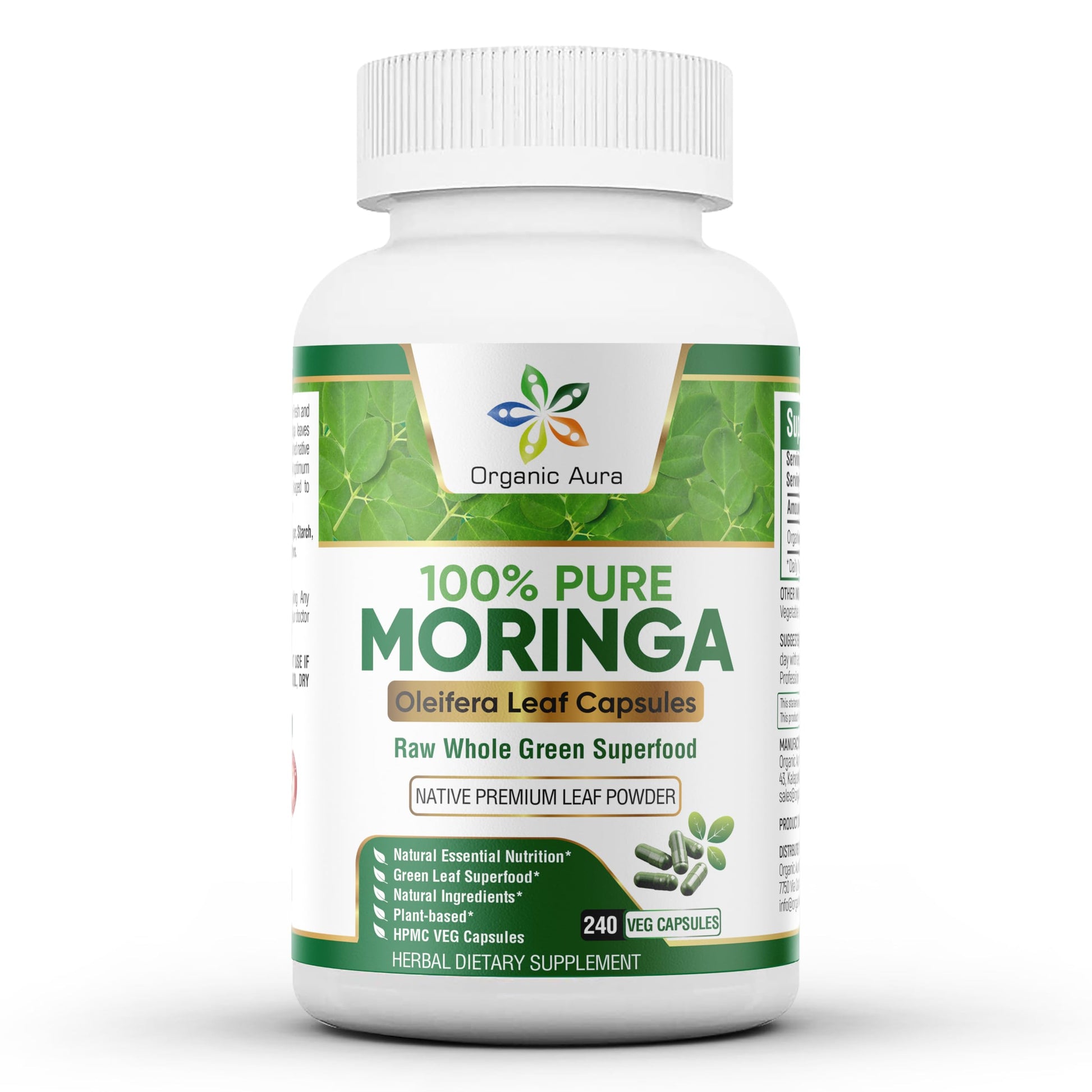 Organic Aura International Moringa Capsules, 240 Capsules