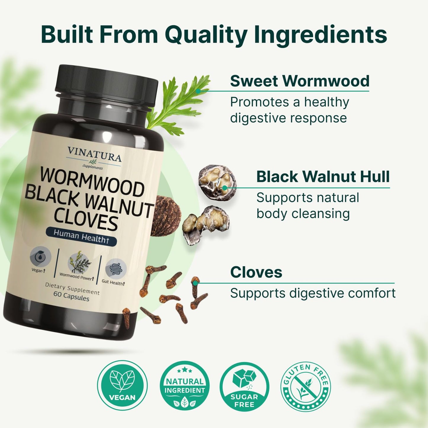 VINATURA Wormwood Black Walnut Clove Capsules 60 Capsules