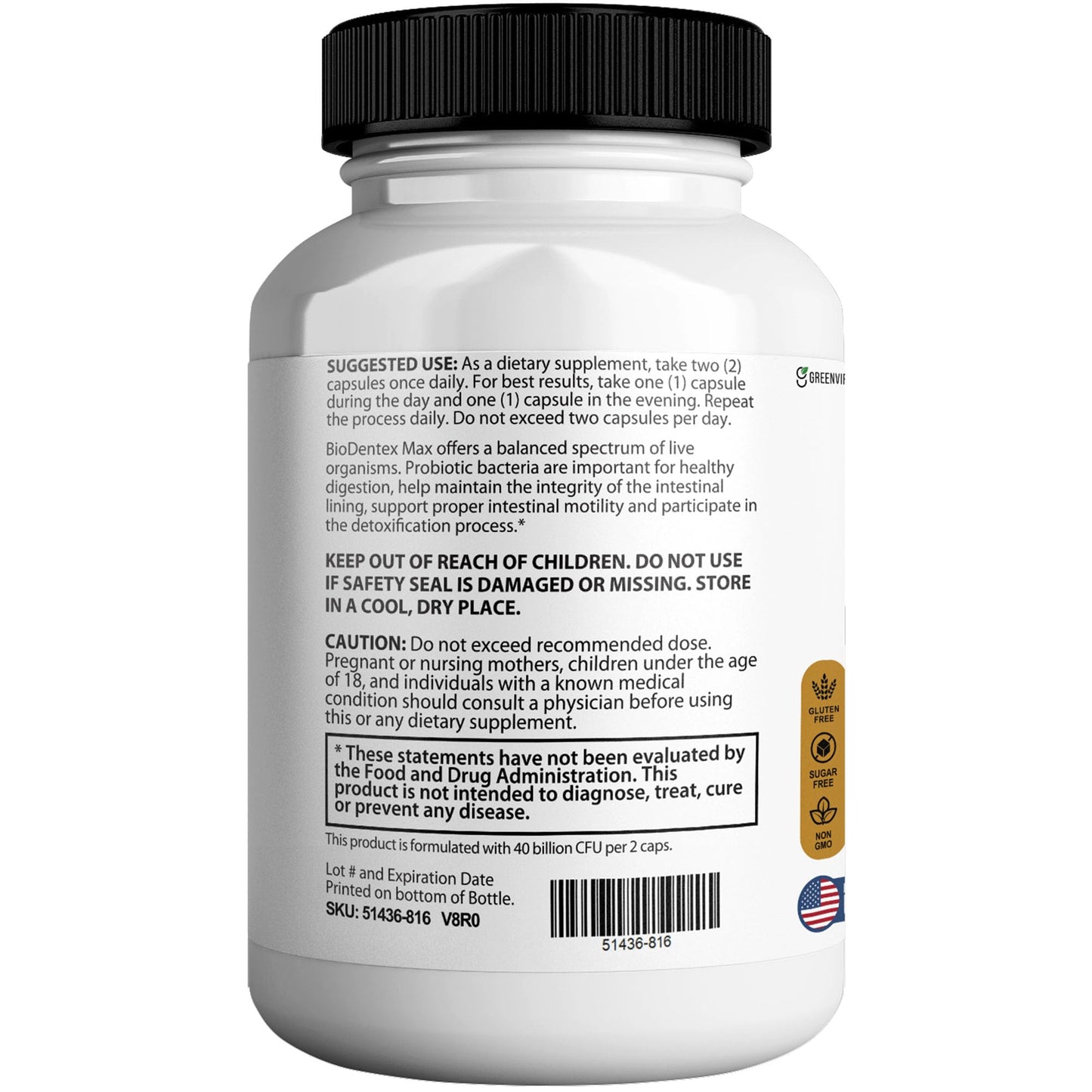 GREENVIFY BioDentex Max Maximum Strength Probiotic Supplement Capsules 60