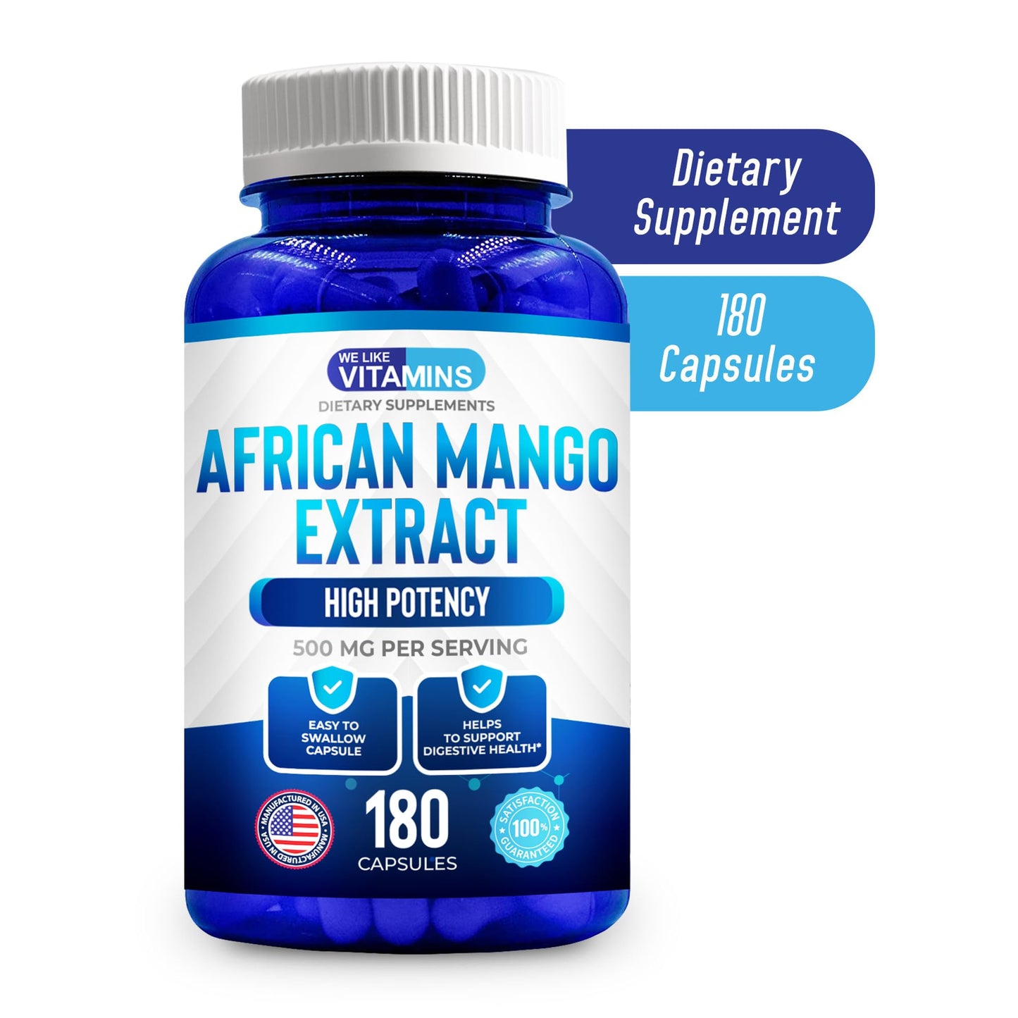 We Like Vitamins African Mango Extract 500mg Capsules 180 Count