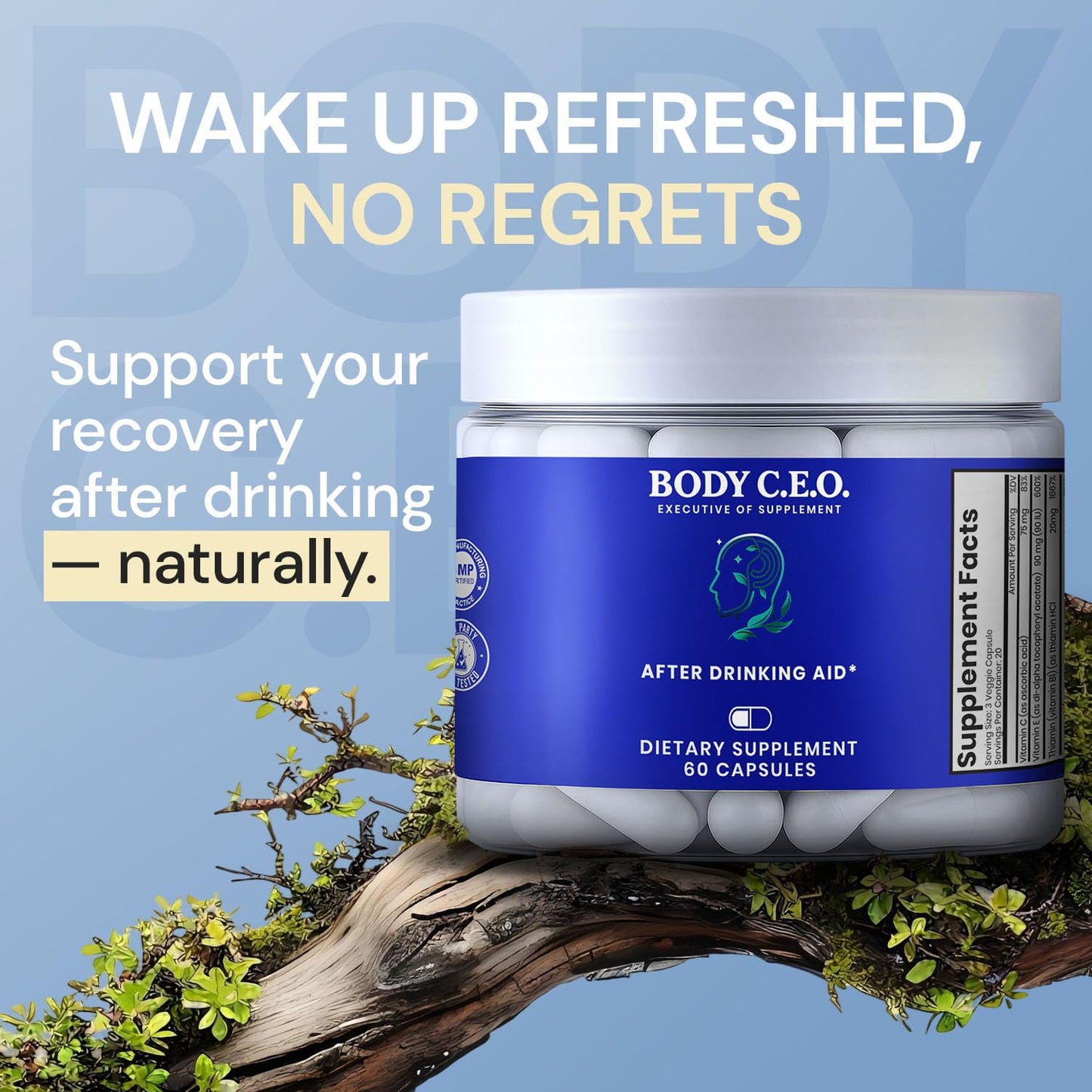 Body C.E.O. Executive of Supplements After Drinking Aid, 60 Capsules