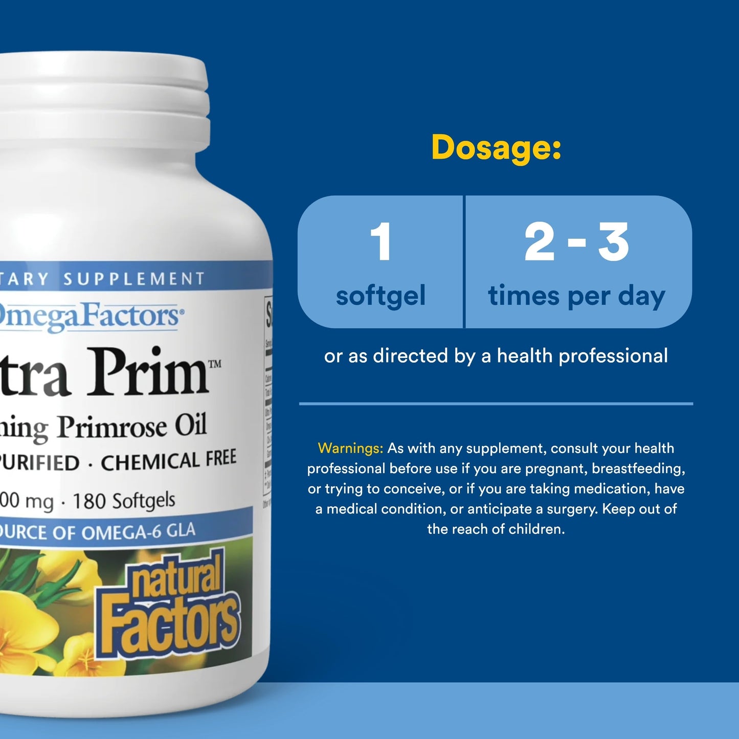 Natural Factors Omega Factors Ultra Prim Evening Primrose Oil 500 mg Softgels 180 Count