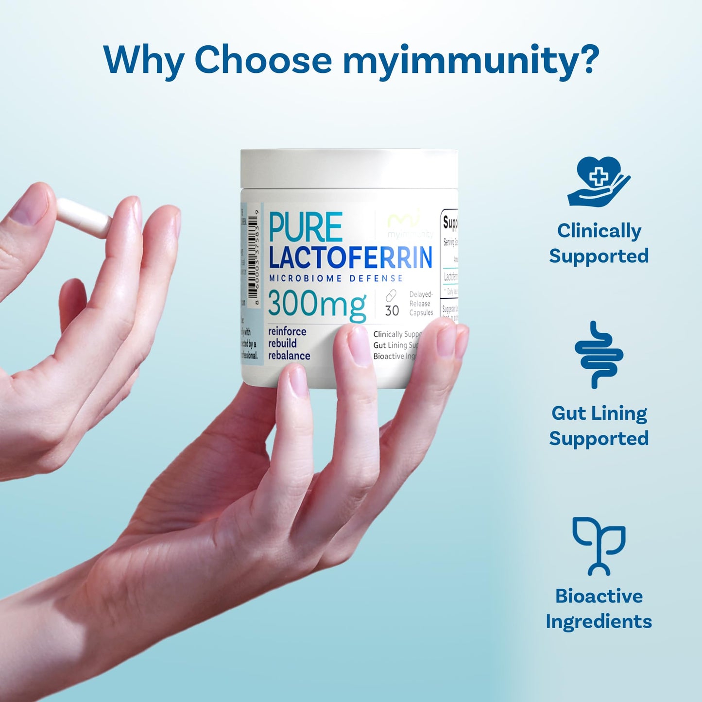 MyImmunity Lactoferrin 300mg Delayed Release Capsules, 30 Count