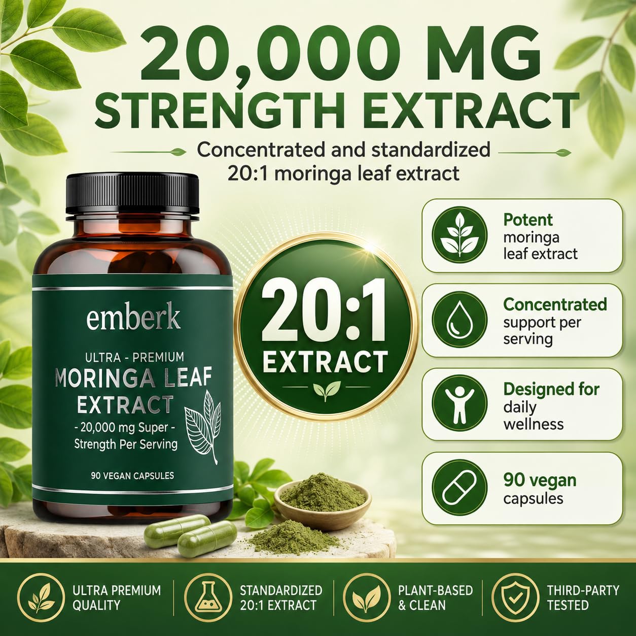 Generic Moringa Capsules -20,000 mg Strength Capsule, 1 Count