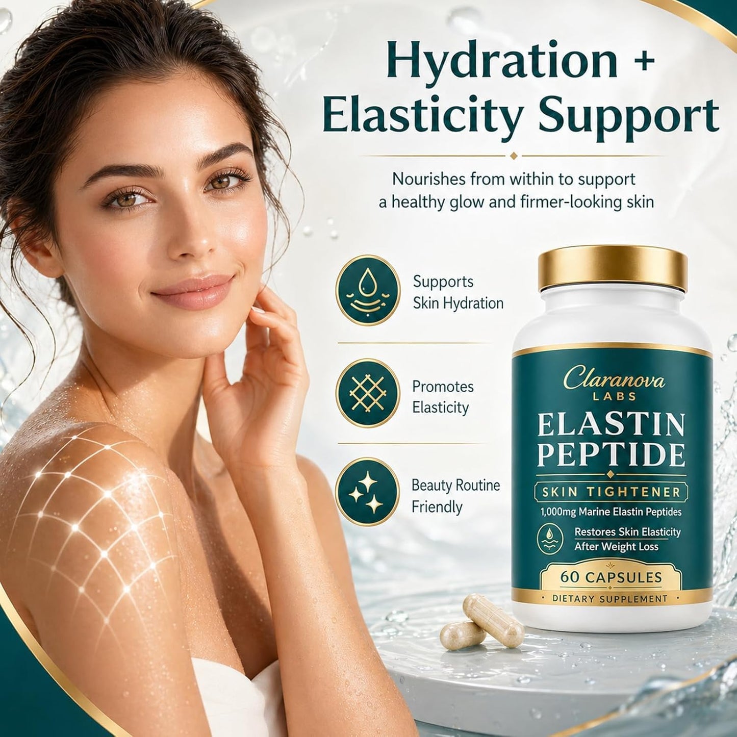 Cophksu Claranova Labs Marine Elastin Peptide Capsule, 60 Count