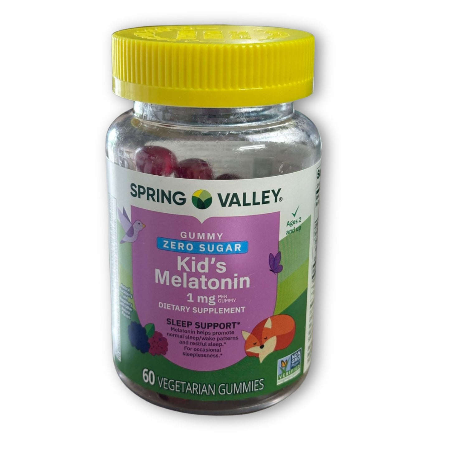 FUSION SHOP STORE Melatonin Kids 1 mg Sugar Free Gummies BlackBerry and Raspberry, 60 Count (Pack of 1)