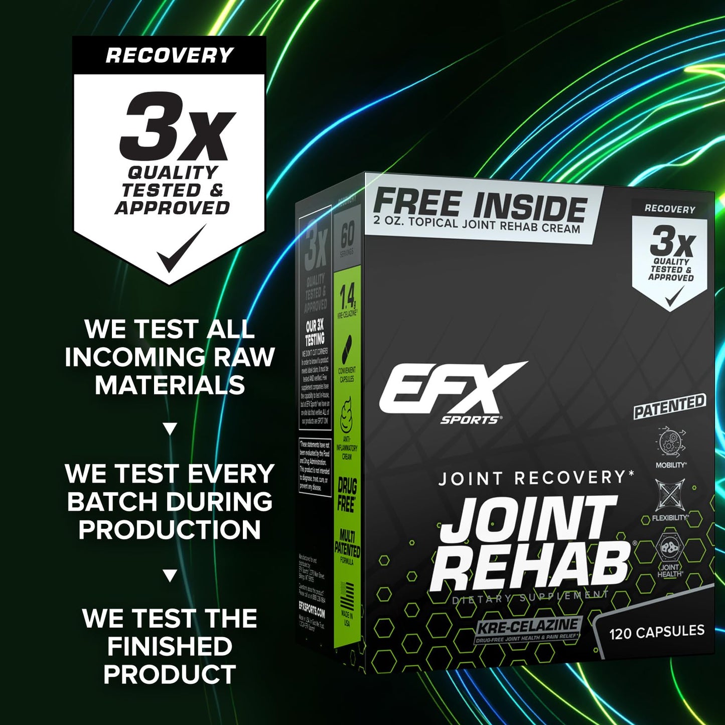 EFX Sports Joint Rehab Recovery Kit, 120 Capsules
