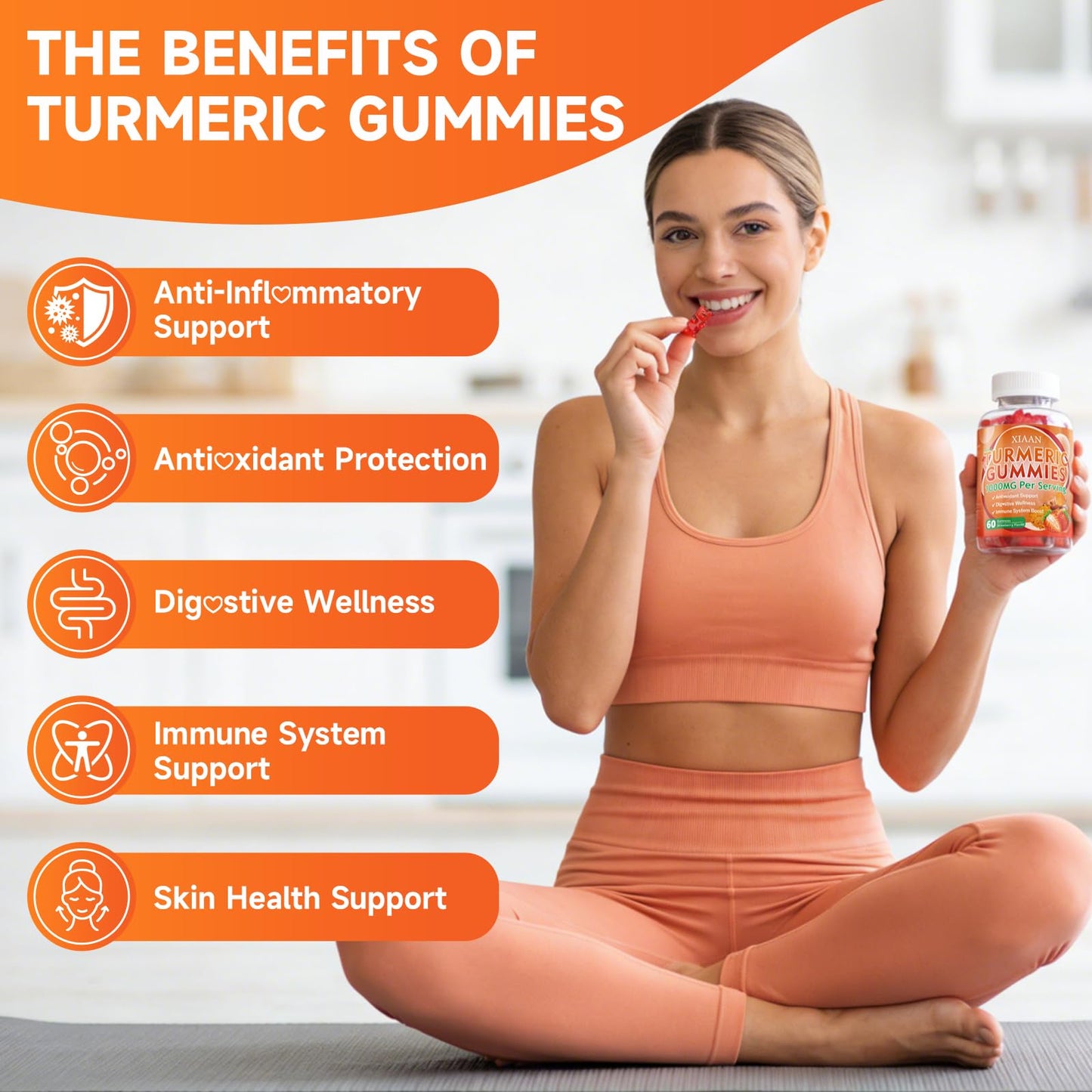 XIAAN Turmeric Gummies 1000mg, 60 Count
