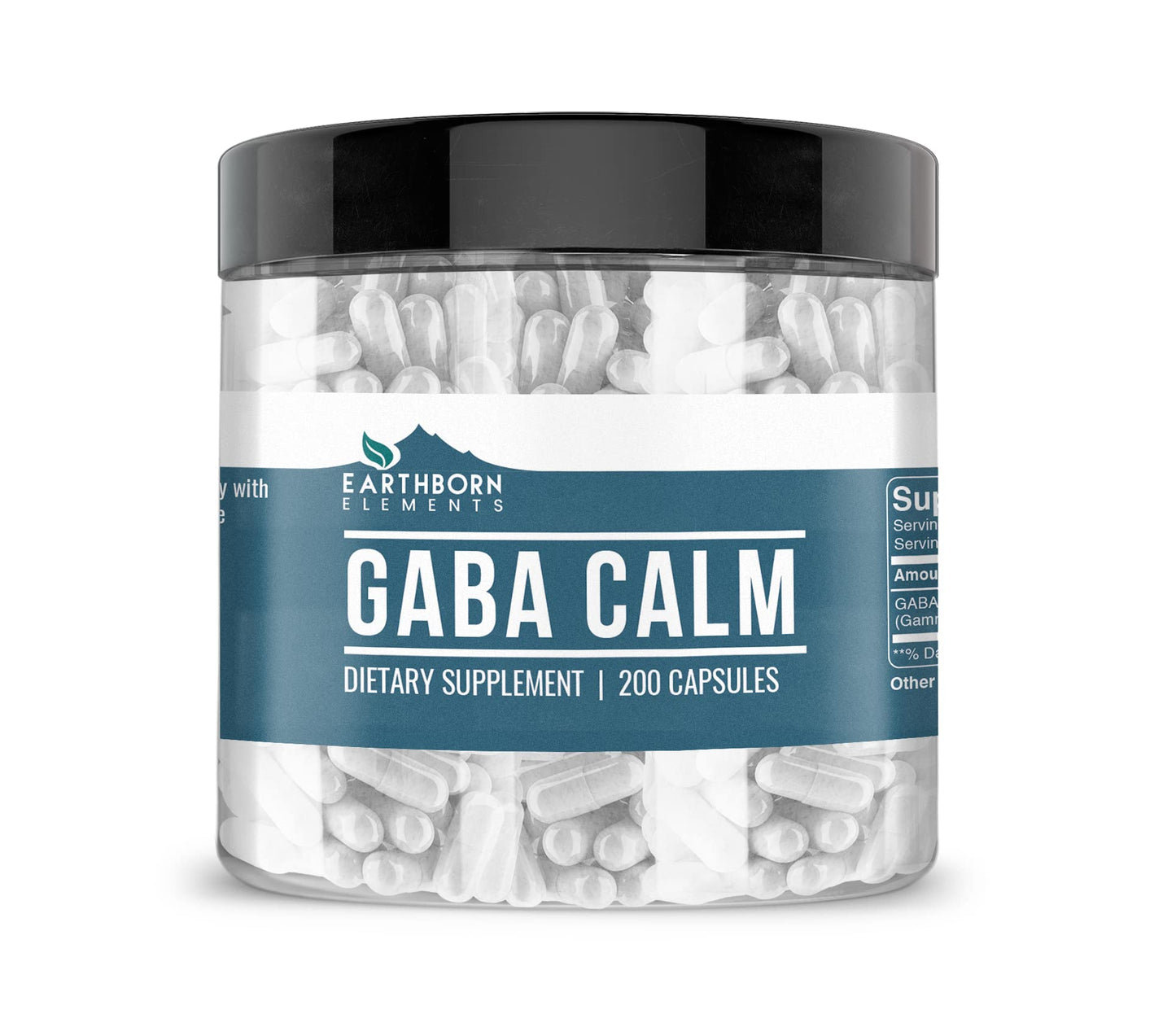 Earthborn Elements GABA (Gamma Aminobutyric Acid) Capsules, 200 Count