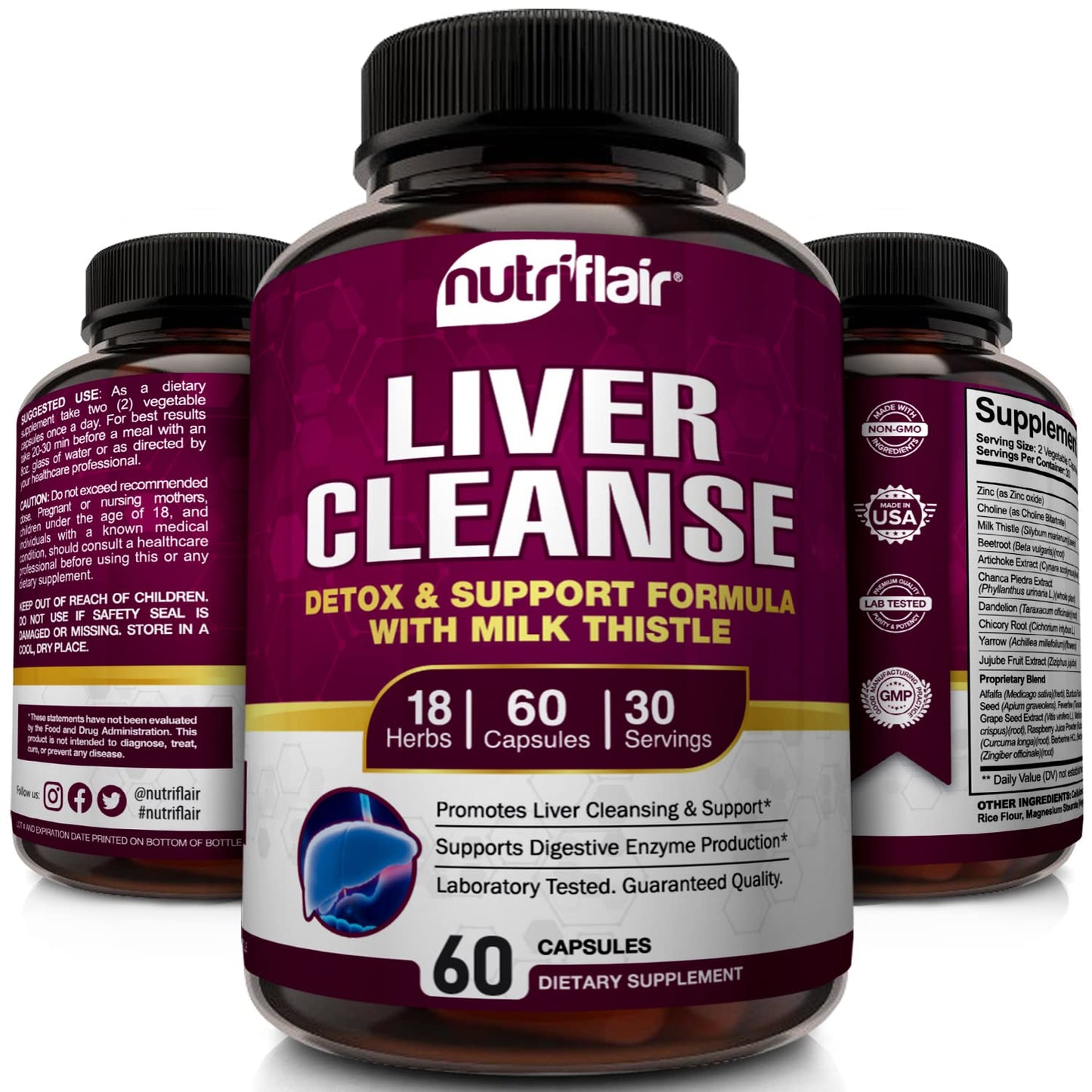 NutriFlair Liver Cleanse Detox & Repair Supplement Capsule, 60 Count