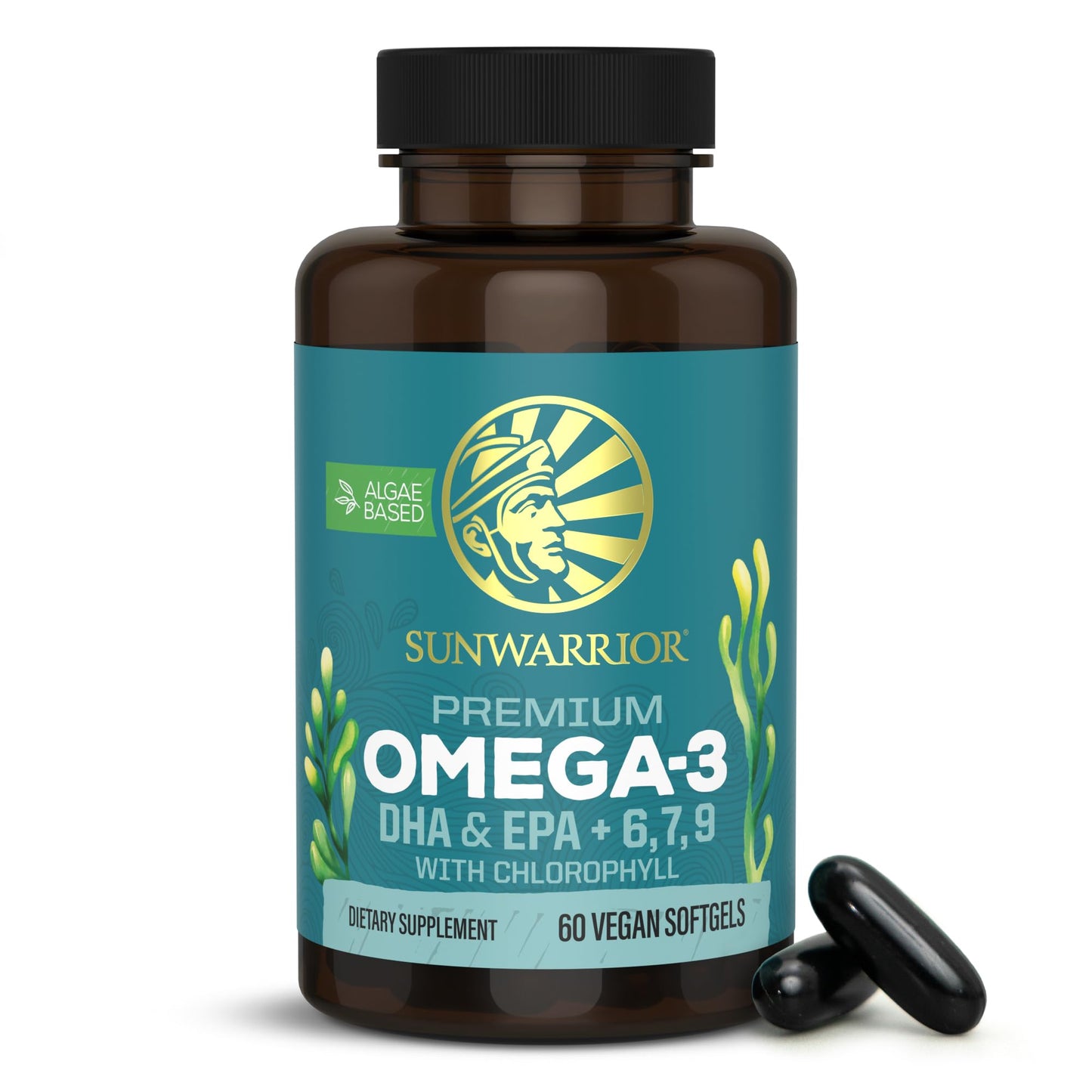 Sunwarrior Vegan Omega-3 DHA & EPA Algal Oil Softgels, 60 Count