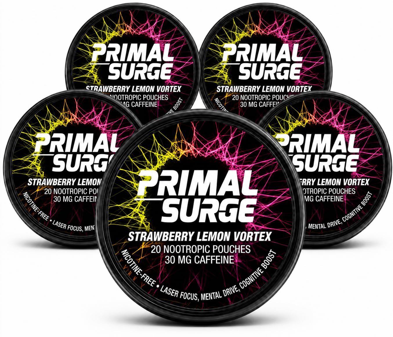 Primal Prelude Caffeine Nootropic Pouches - Primal Surge Energy Pouches Tablets 100