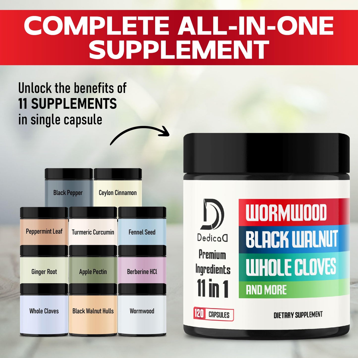 DEDICAD Wormwood Supplement Capsules, 120 Capsules