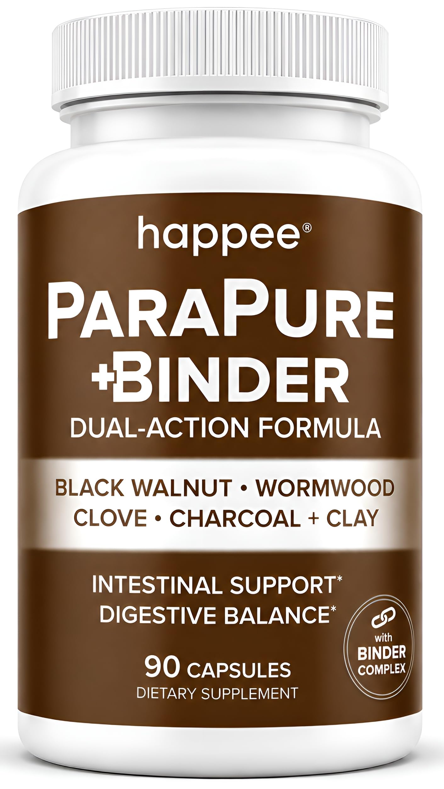 Happee ParaPure Cleanse with Binder for Humans, Intestinal Support, 2-in-1, 90 Capsules