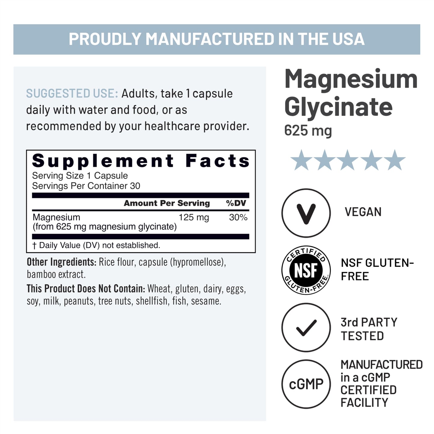 NatureWise Magnesium Glycinate 625 mg Capsule, 30 Capsules
