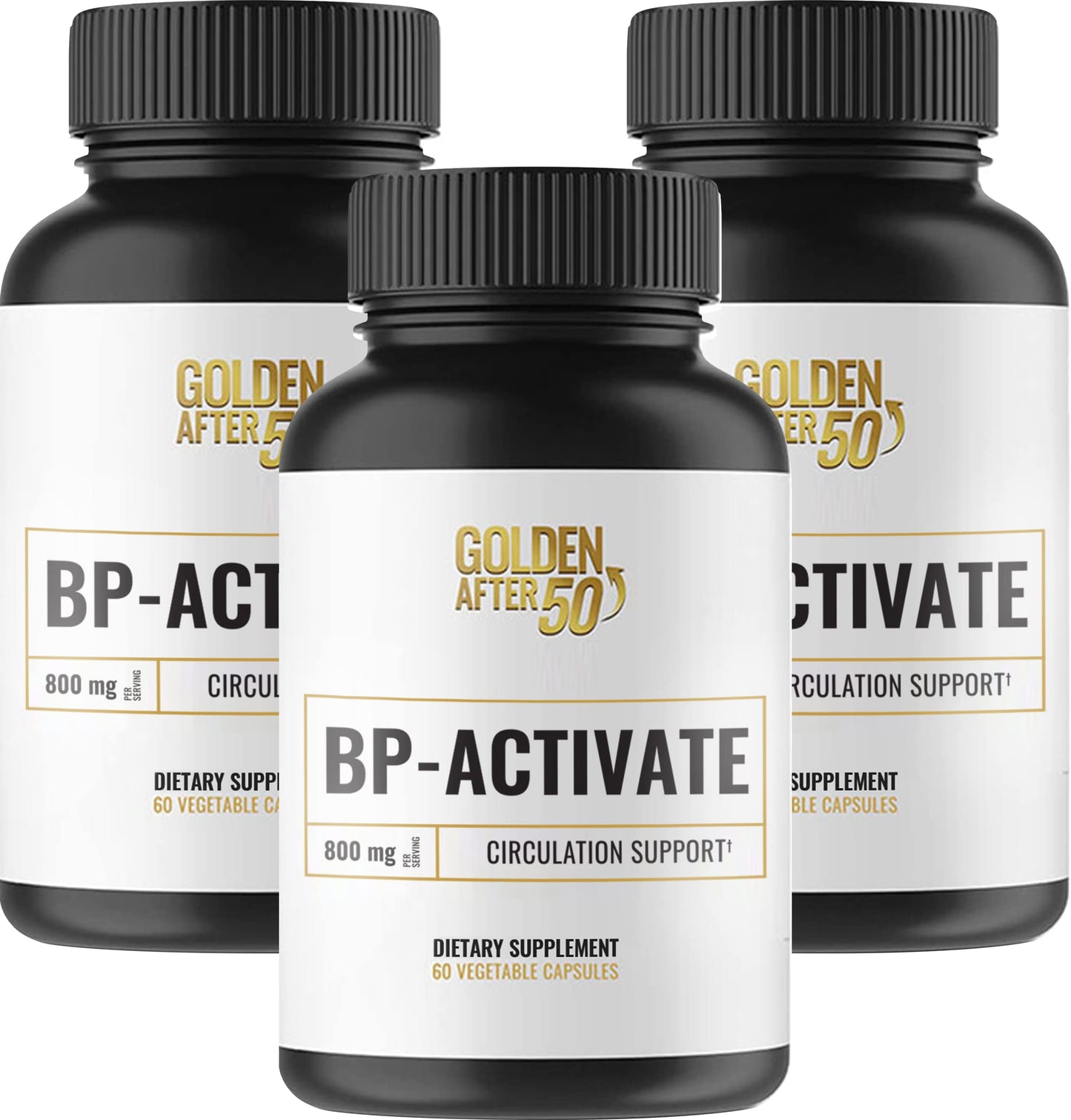 Golden After 50 BP-Activate Nitric Oxide Capsules with Essential Amino Acids for Blood Circulation and Heart Health - 3 Bottles