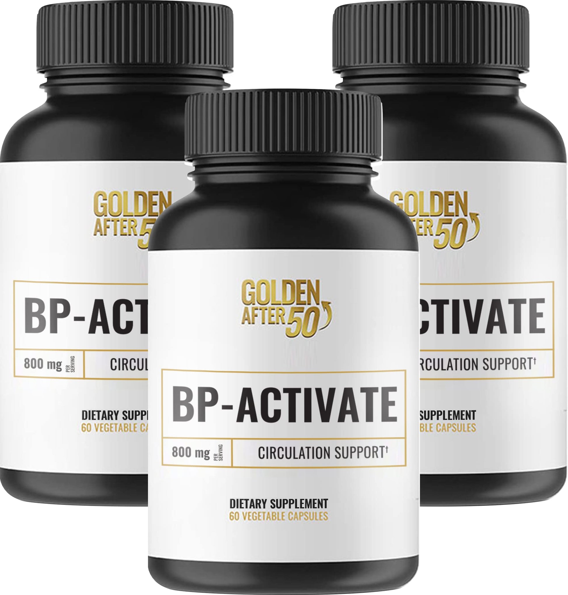 Golden After 50 BP-Activate Nitric Oxide Capsules with Essential Amino Acids for Blood Circulation and Heart Health - 3 Bottles