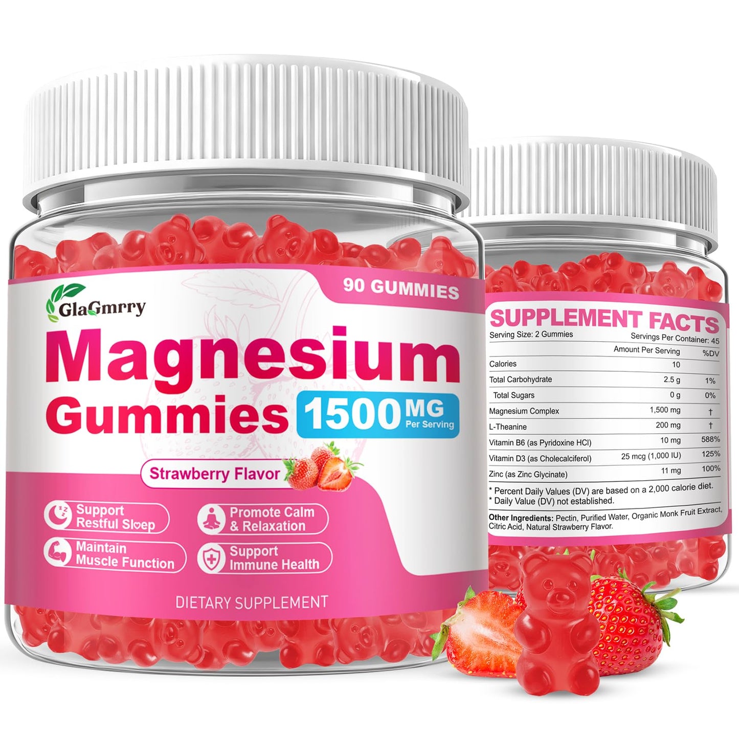 GlaGmrry Magnesium Gummies 180 Count
