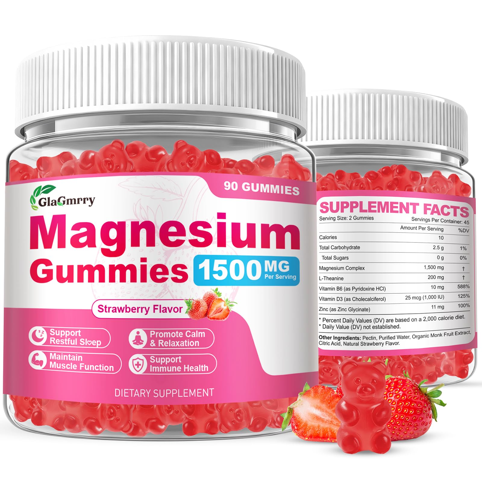 GlaGmrry Magnesium Gummies 180 Gummies