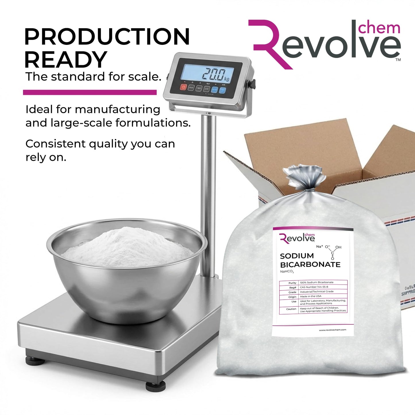 REVOLVE CHEM Sodium Bicarbonate Solid Powder, 1 Count, 30 lbs