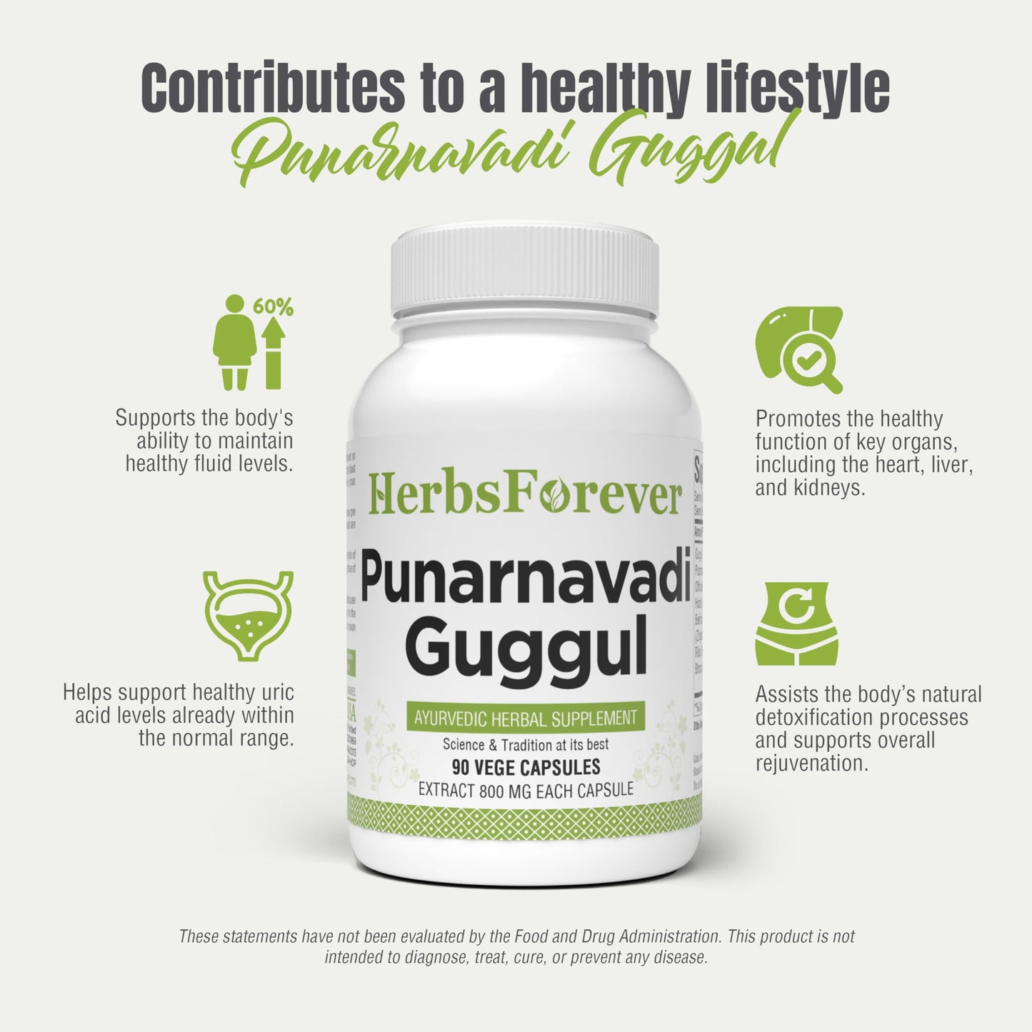 Herbsforever Punarnavadi Guggulu Capsules 90 Count