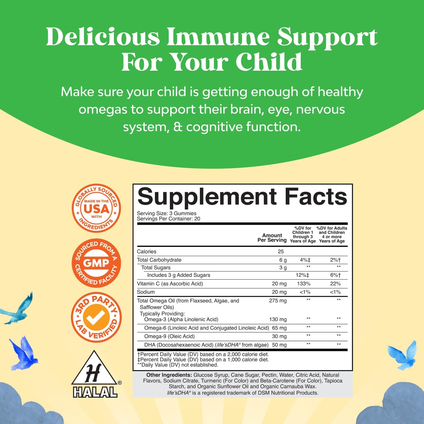 Natures Craft Kids DHA Omega-3 Gummies 60 Count