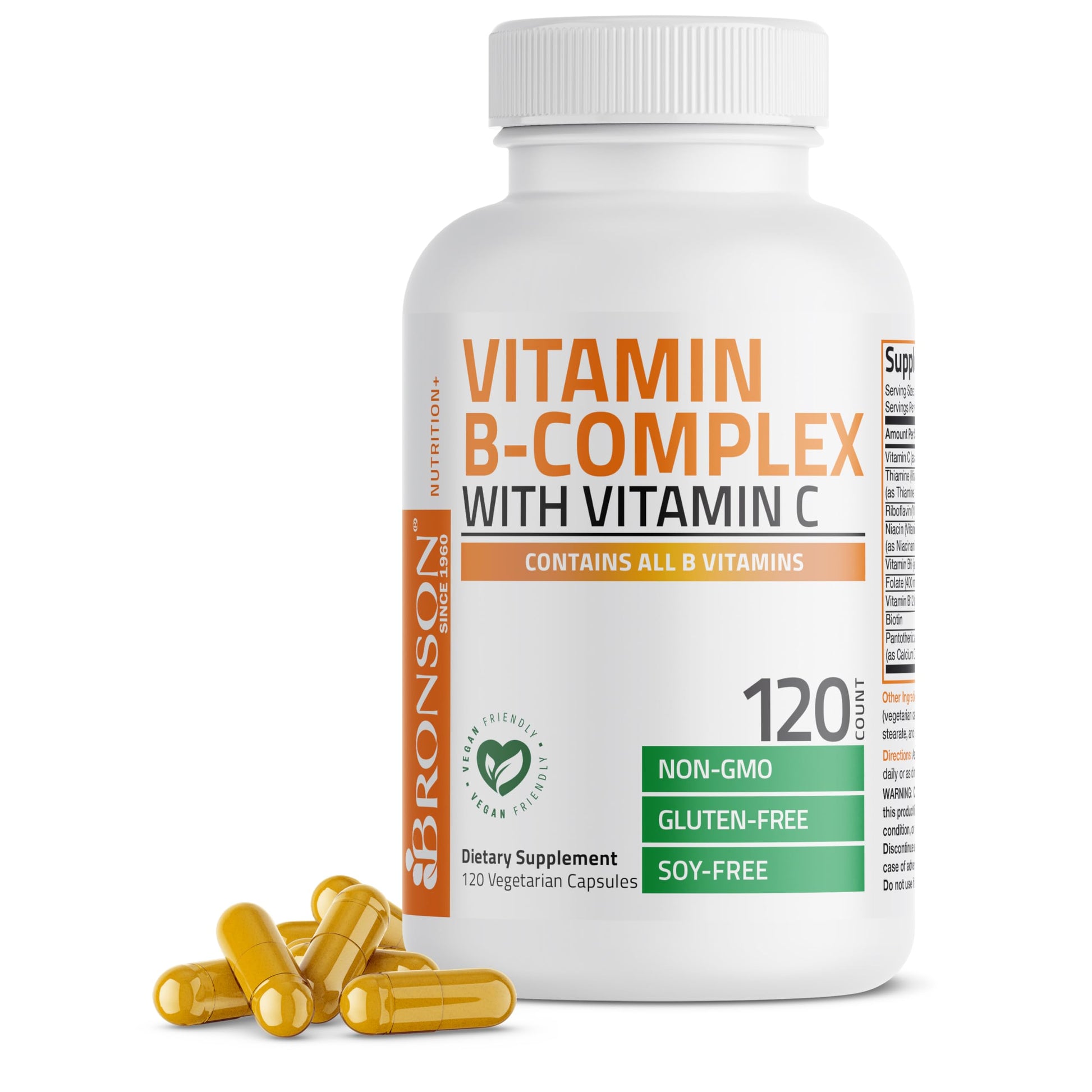 Bronson Vitamin B Complex with Vitamin C 120 Capsules
