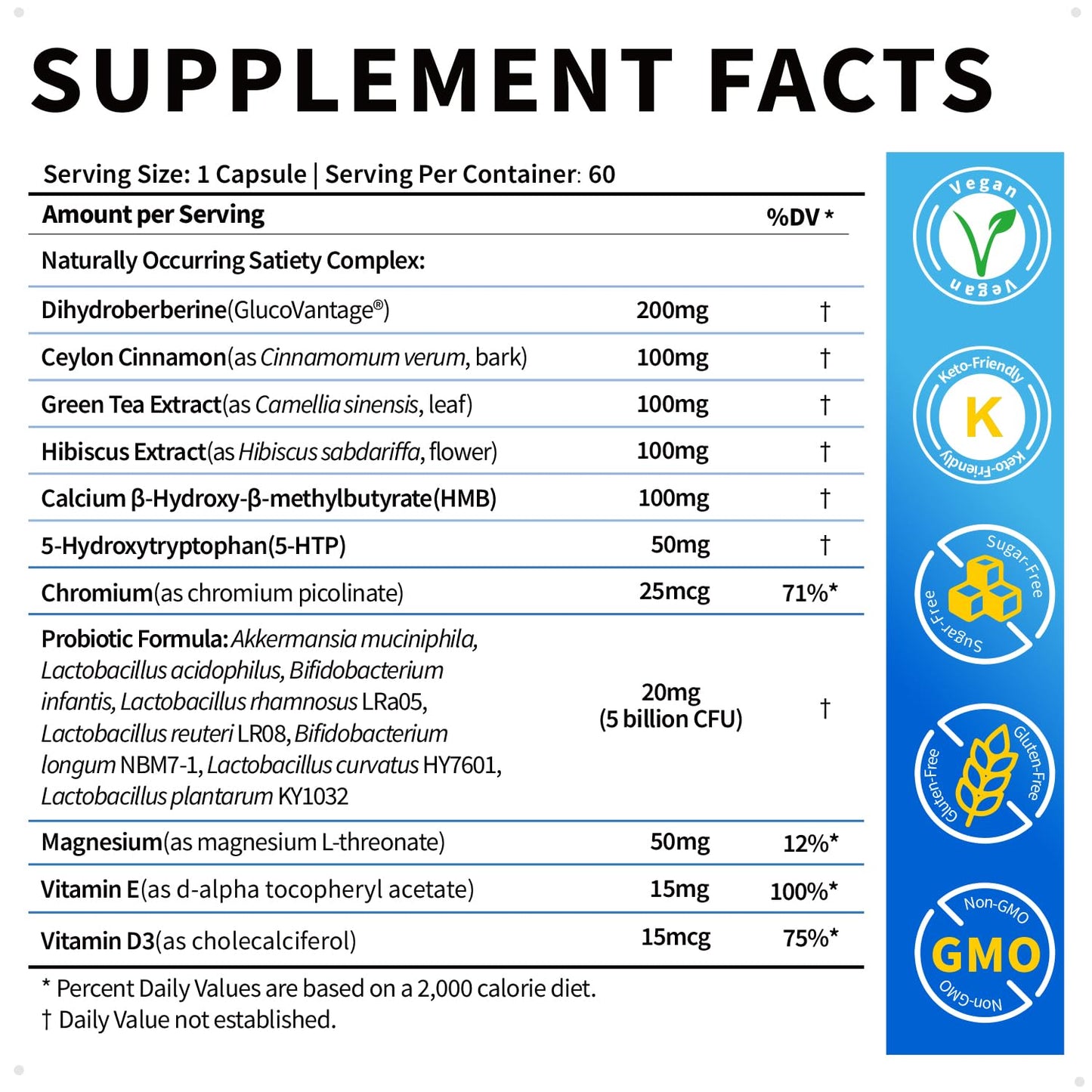 Manewu Dihydroberberine + Akkermansia Probiotic + HMB for Gut GLP-1 Support Capsule 60 Count