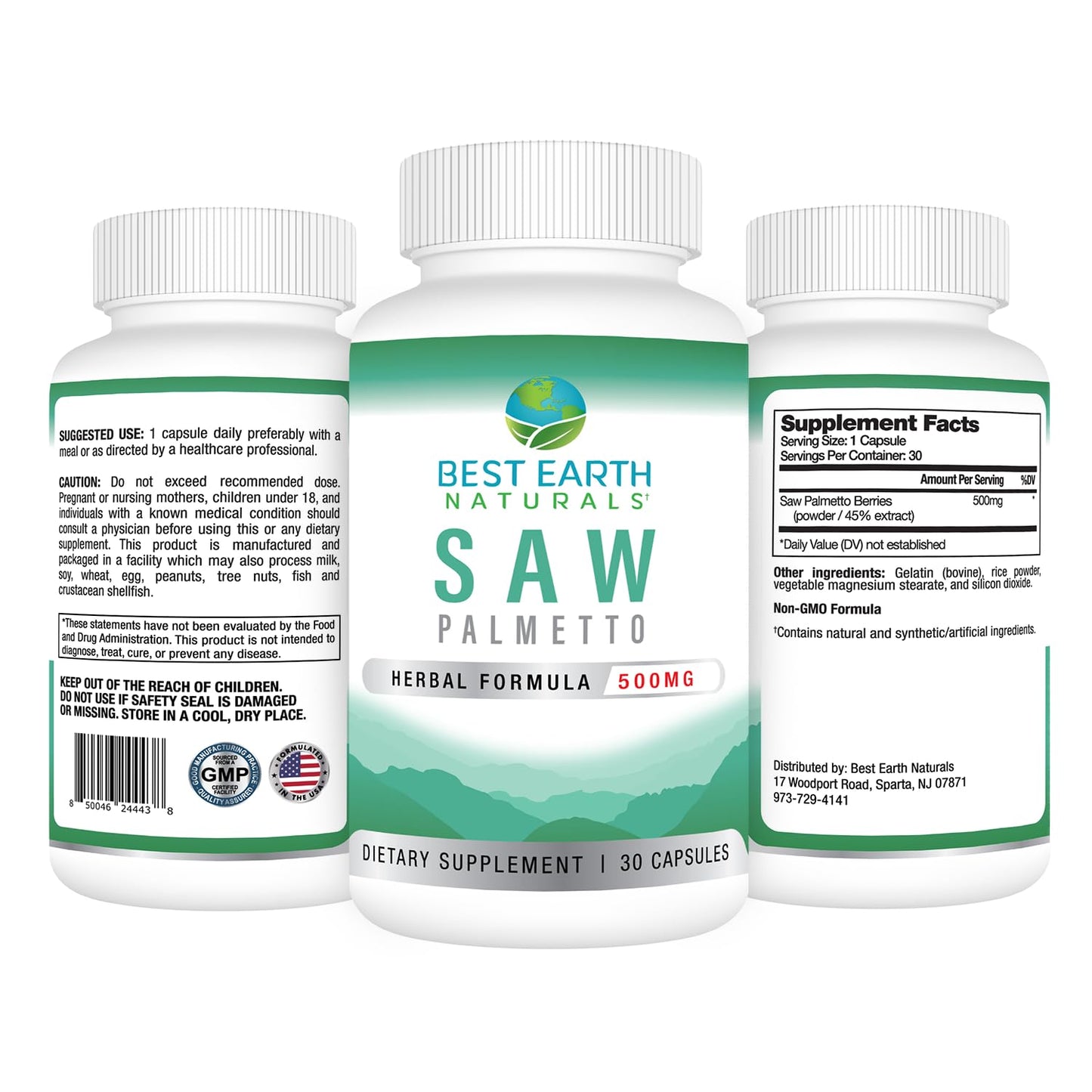 Best Earth Naturals Saw Palmetto 500 mg Capsule, 30 Count
