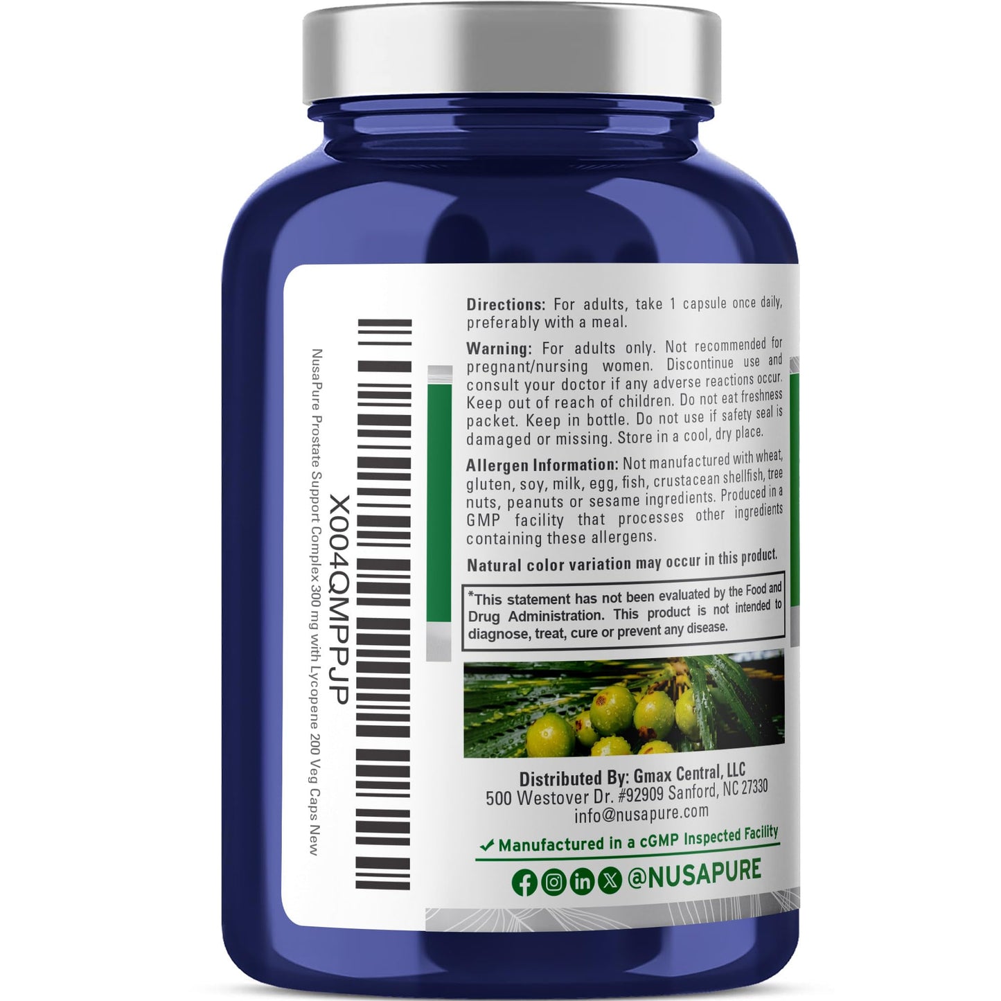 NusaPure Prostate Support Saw Palmetto Capsule, 200 Count, Non-GMO, Vegan