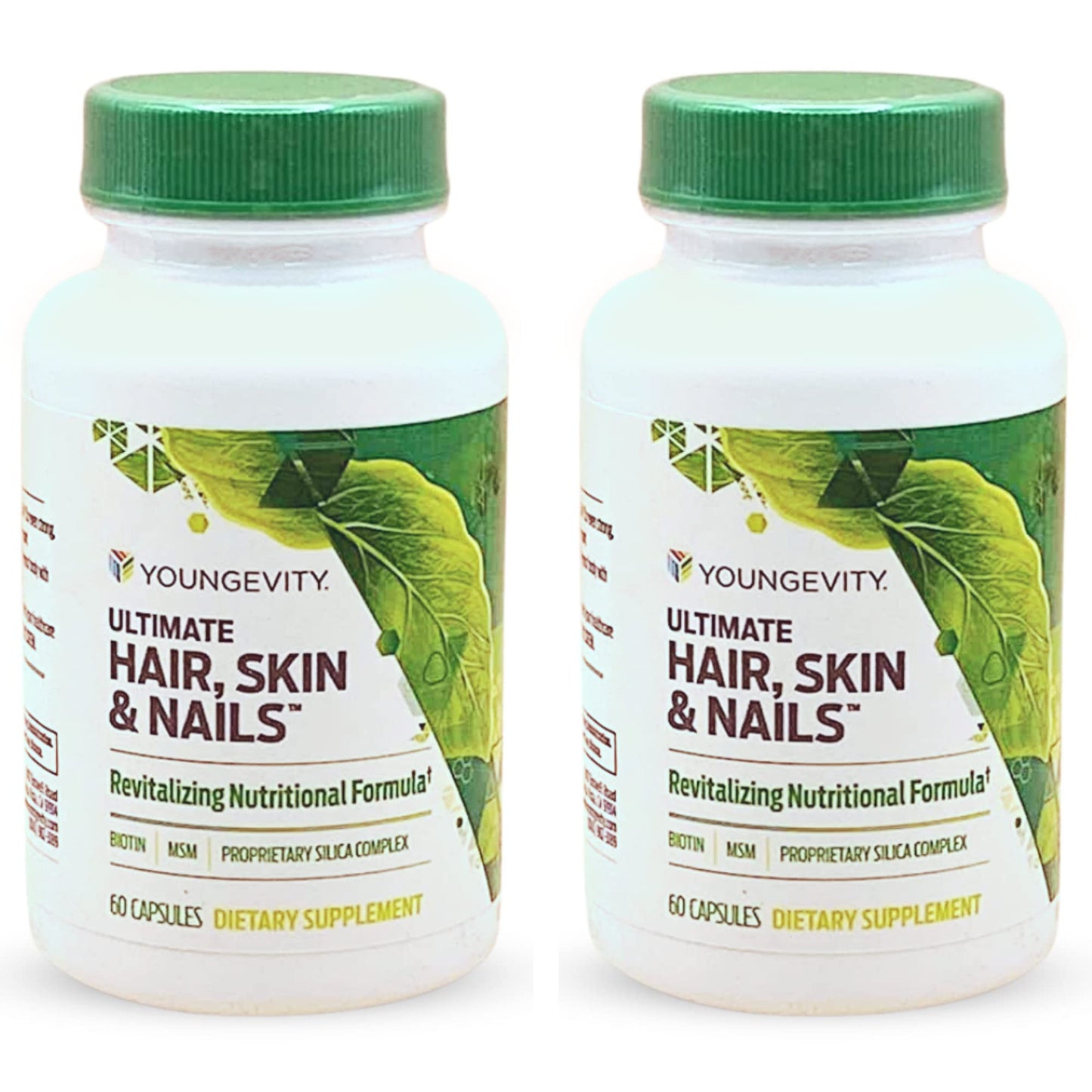 Youngevity Ultimate Hair, Skin, and Nails 2000 mcg Biotin + Essential CoFactors, 9 Vitamins/Minerals, PABA, Silica, MSM, B-6 Capsules, 120 Count