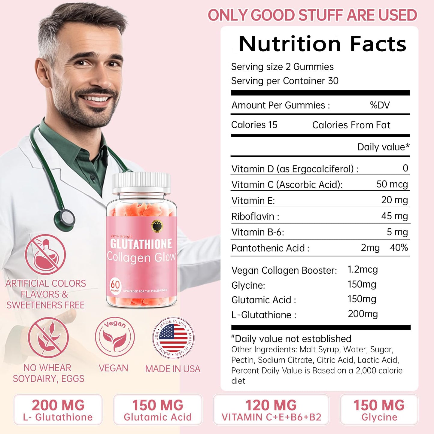 CHANGARLOAD Glutathione Collagen Glow Gummies, 2.1 oz (Pack of 2)
