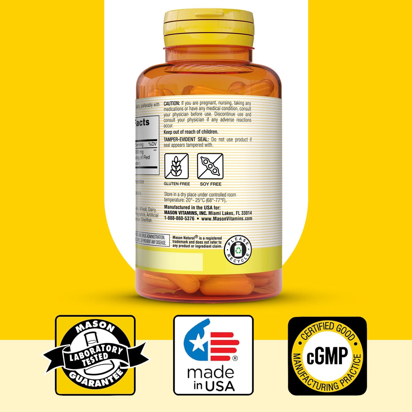 Mason Natural Red Yeast Rice Capsules, 180 Count