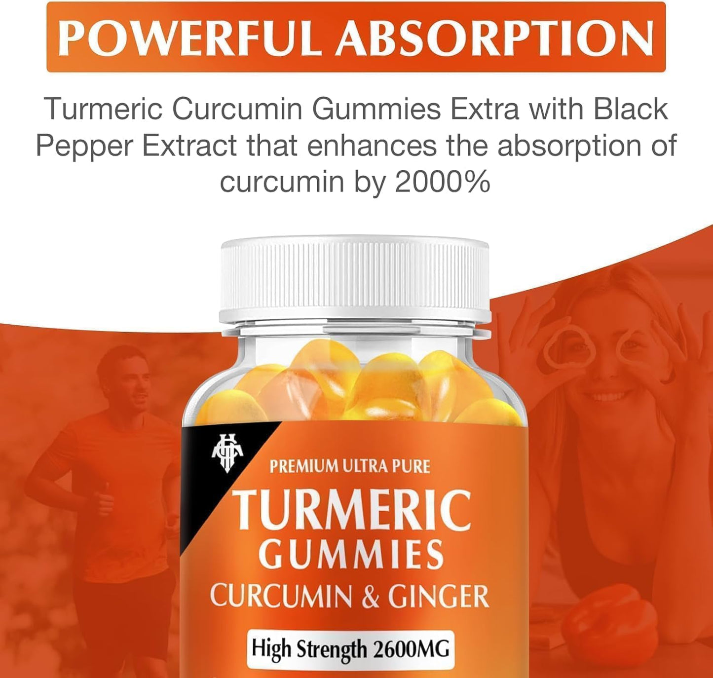 CHANUBITO Turmeric Curcumin Gummies with Ginger & Black Pepper, Vegan Pectin Formula, Immune Support, 240 Gummies