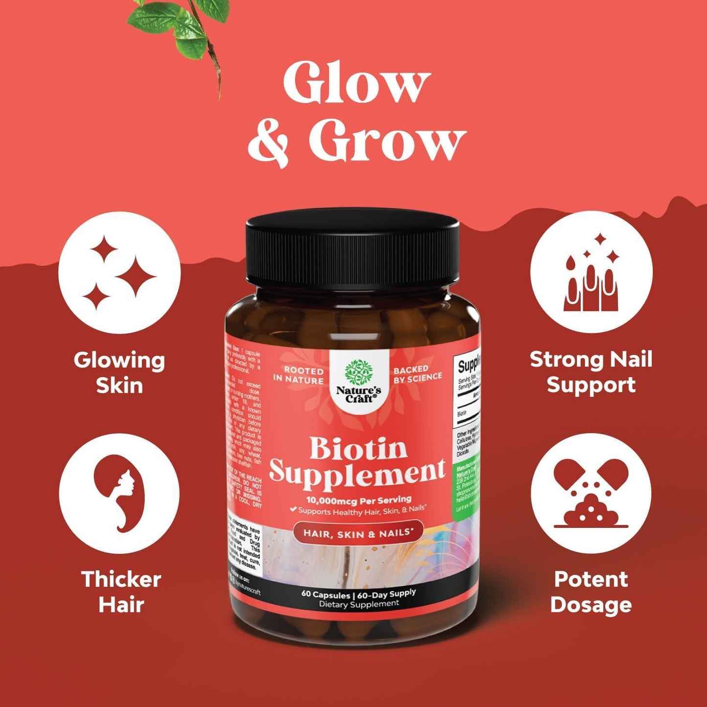 Natures Craft Biotin 10000 mcg Capsule, 60 Count