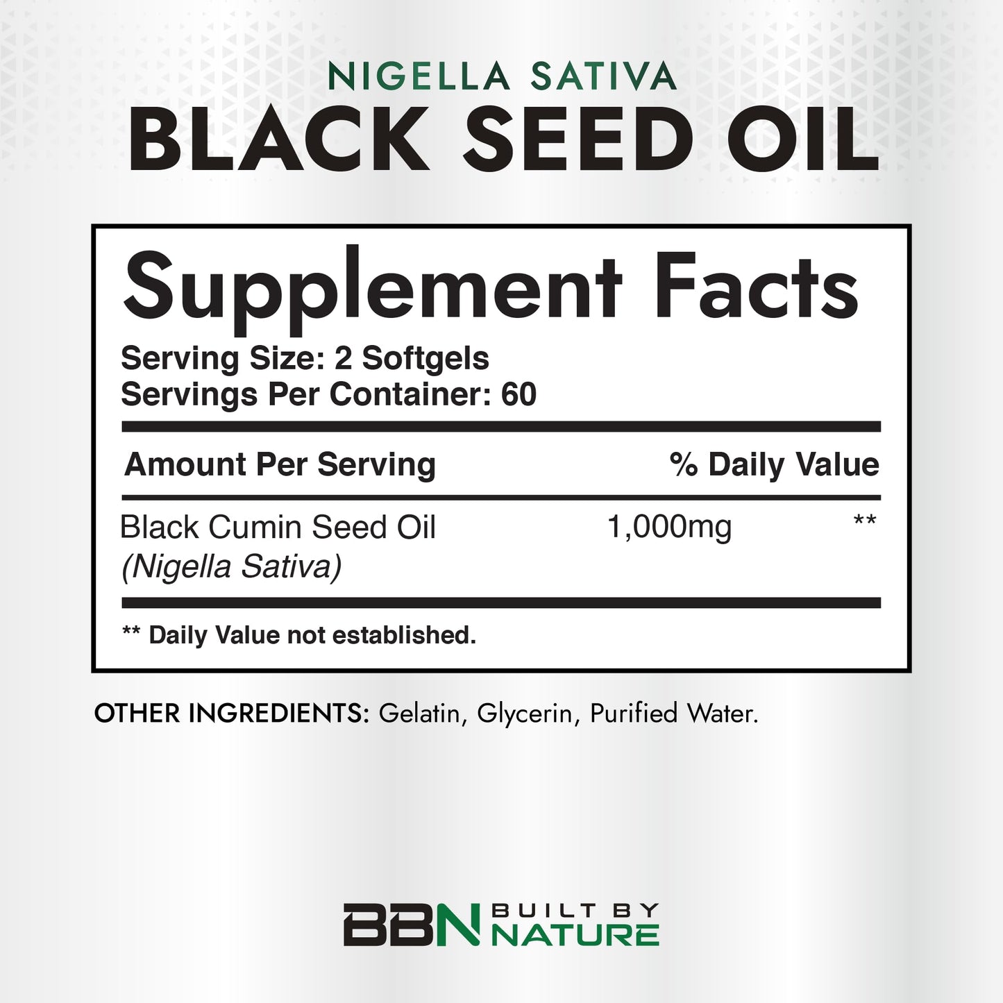 Built by Nature Black Seed Oil 1000 mg Softgels, 120 Count