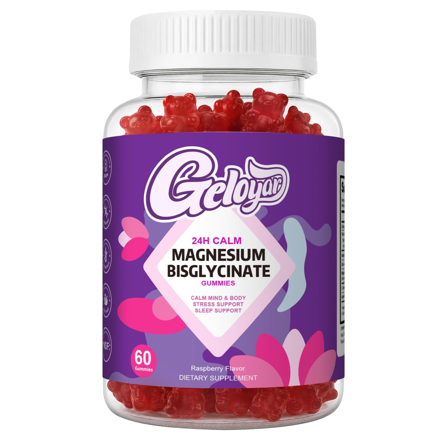 Geloyar Magnesium Bisglycinate Gummies 60 Count