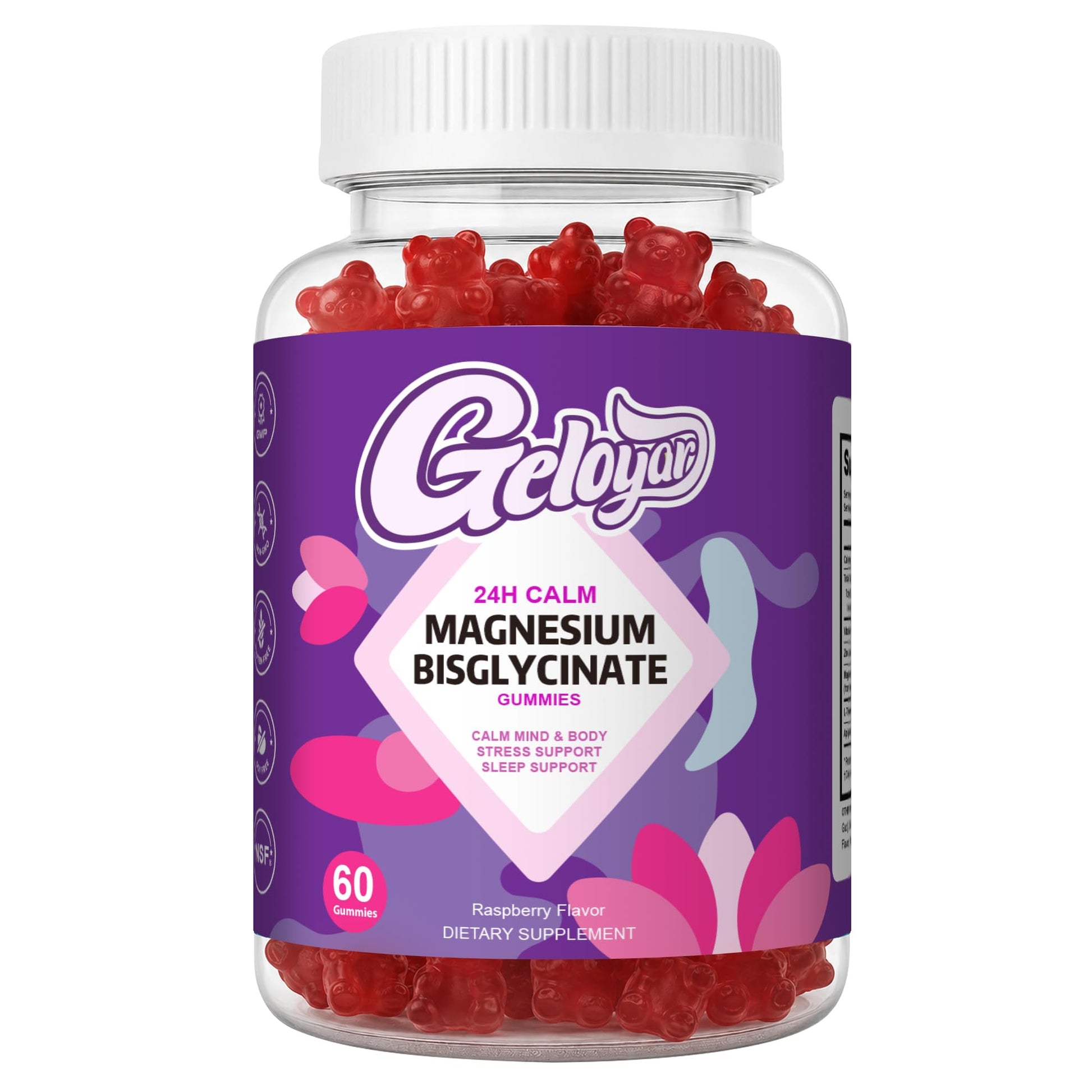 Geloyar Magnesium Bisglycinate Gummies 60 Count