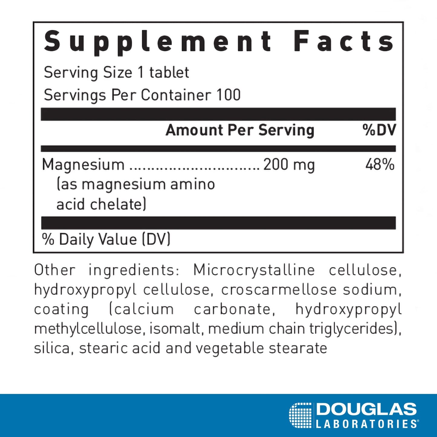 Douglas Laboratories Amino-Mag 200 Magnesium Supplement Tablet, 100 Tablets