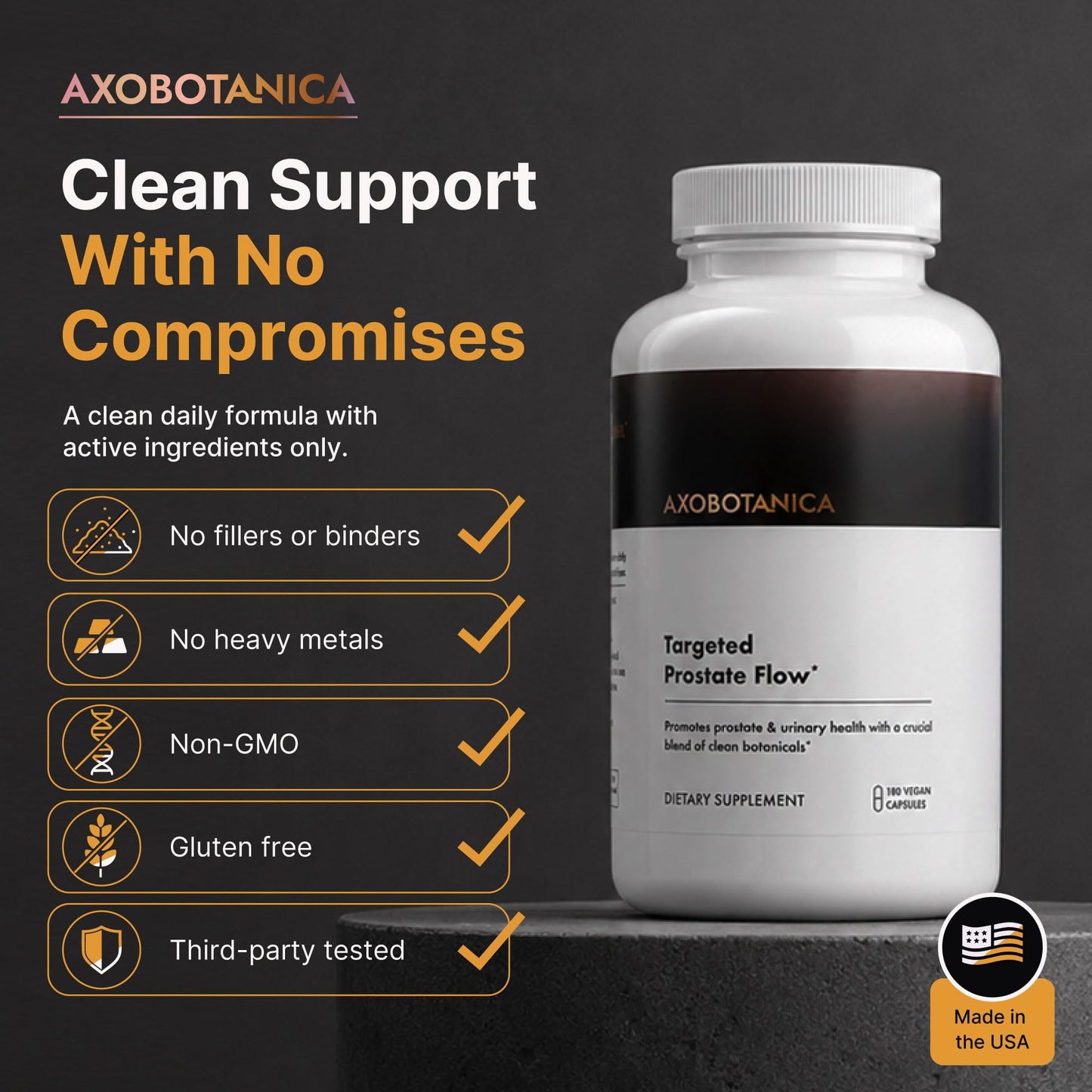 Axobotanica Targeted Botanical Flow for Men – Organic Nettle Leaf, Beta-Sitosterol & Plant Sterol Blend – Daily Urinary and Bladder Support Capsules 180