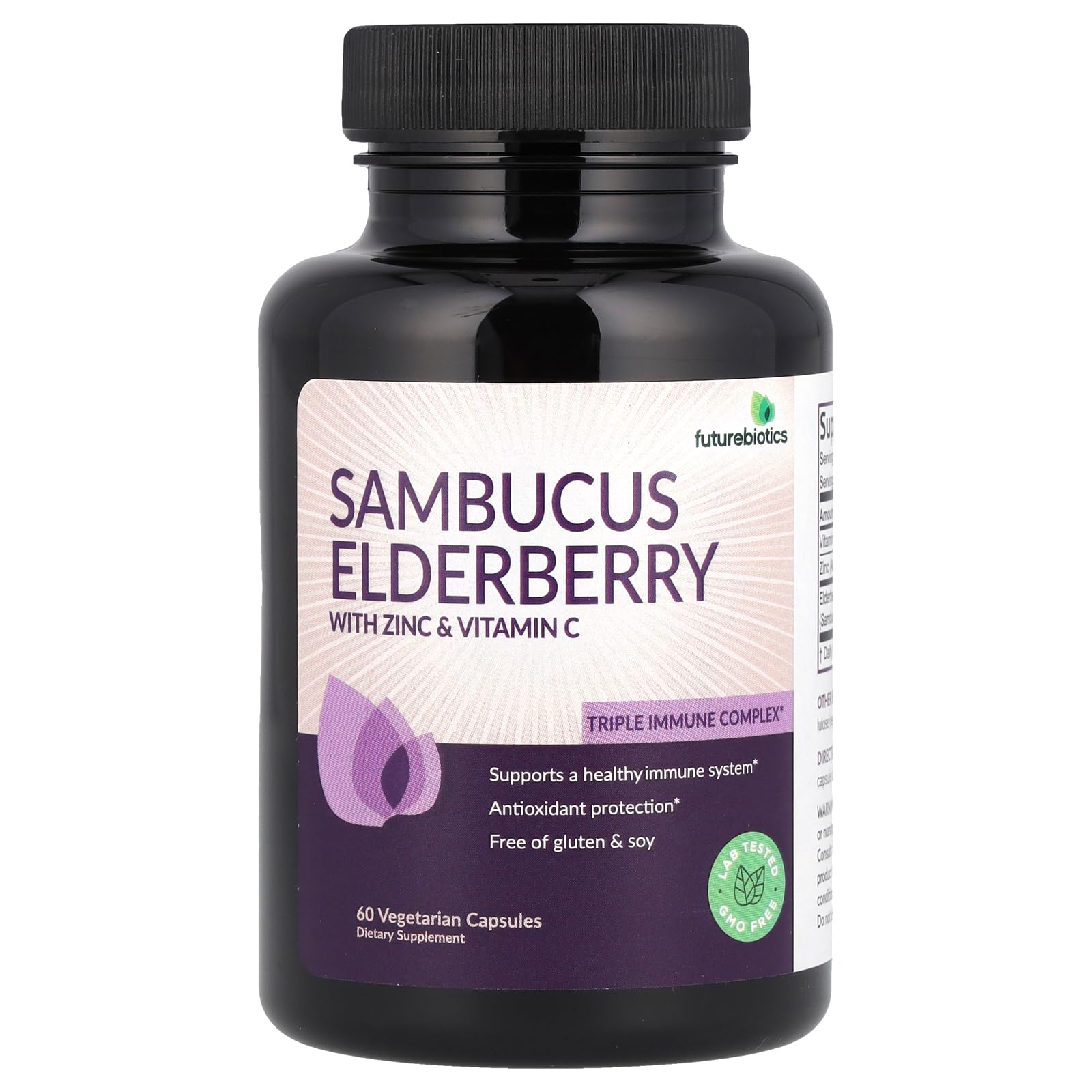 Futurebiotics Sambucus Elderberry with Zinc & Vitamin C, 60 Vegetarian Capsules