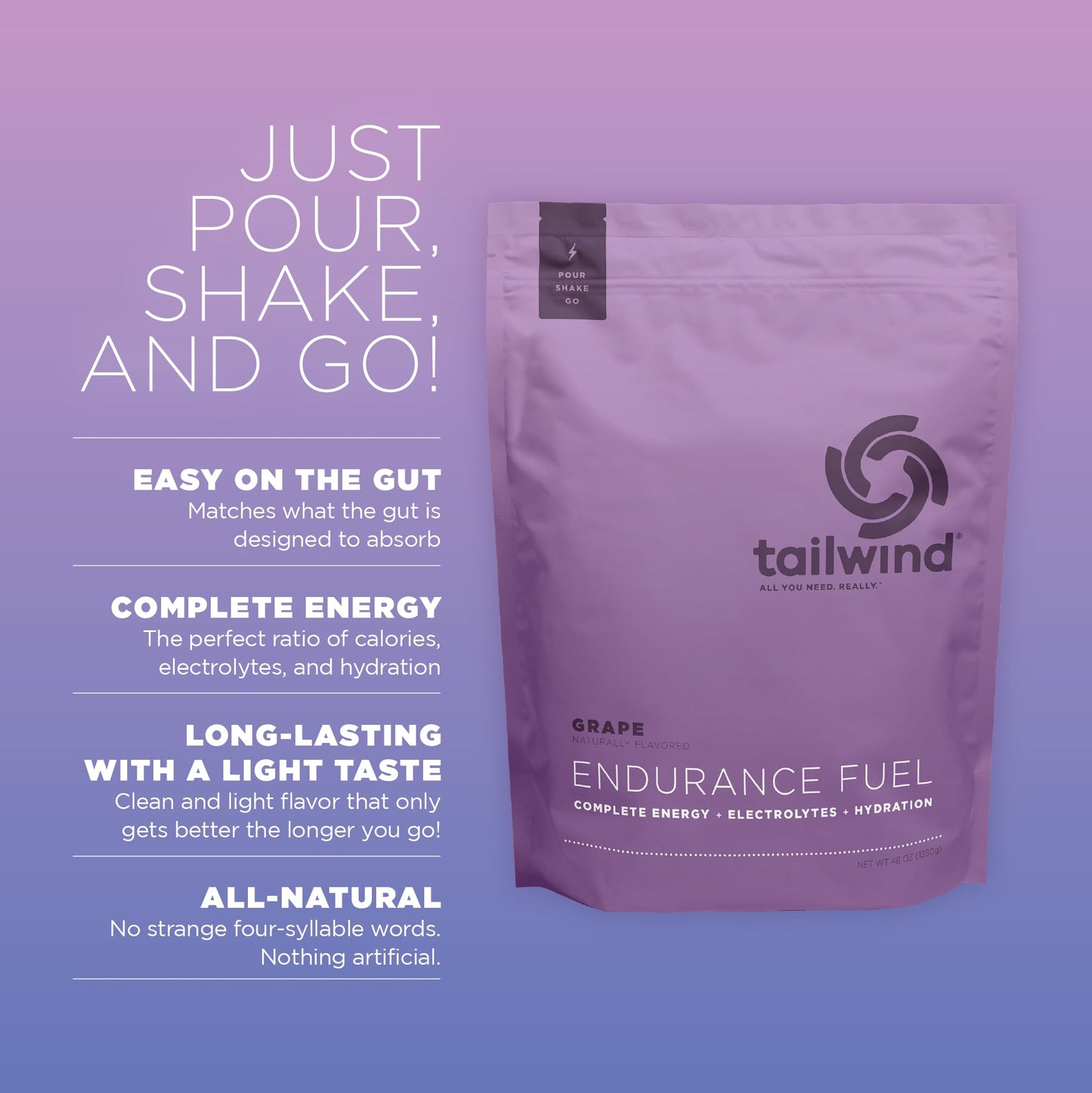 Tailwind Nutrition Endurance Fuel Powder, Grape, 50 Servings