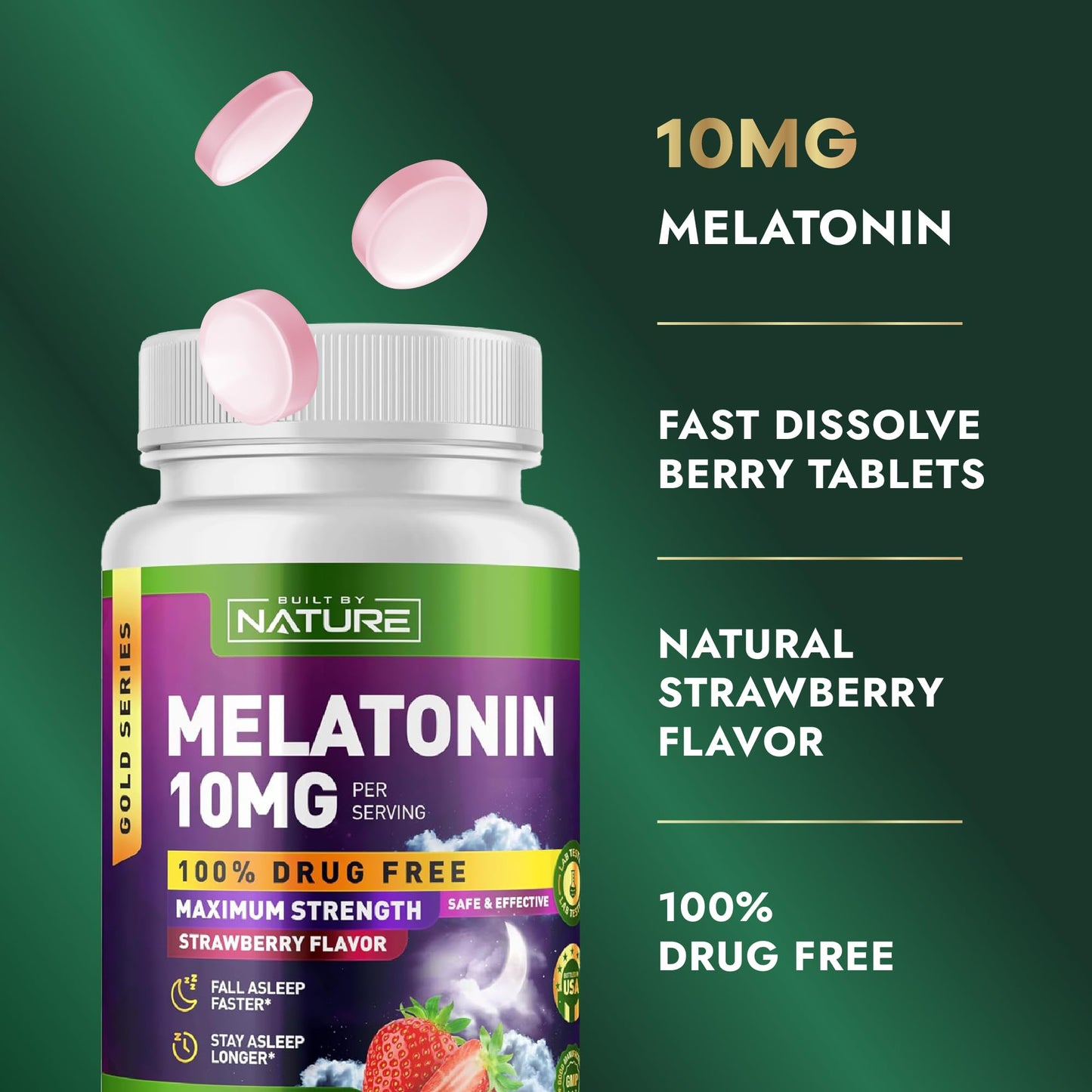 Built by Nature Melatonin 10 mg Sleep Aid Chewable 360 Count