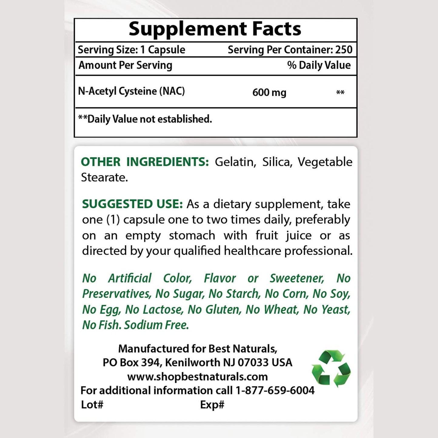 Best Naturals Alpha Lipoic Acid 300 mg & NAC 600 mg, 120 Capsules