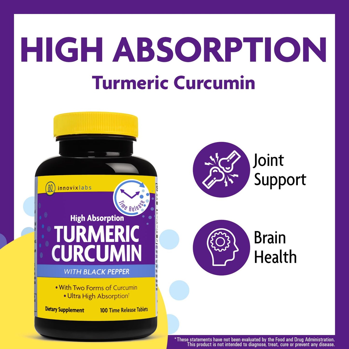InnovixLabs Turmeric Curcumin with Black Pepper Extract - High Absorption Turmeric and Curcumin Supplements with BioPerine, C3 Reduct & Curcumin C3 Complex, 60 Tablets