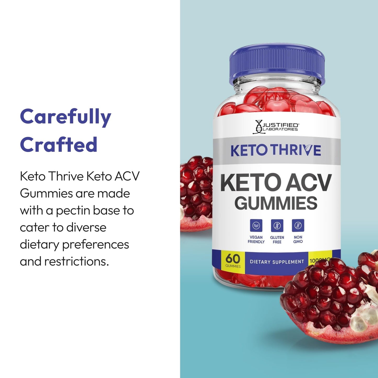 Justified Laboratories Keto Thrive Keto ACV Gummies (1000 mg), 180 Gummies