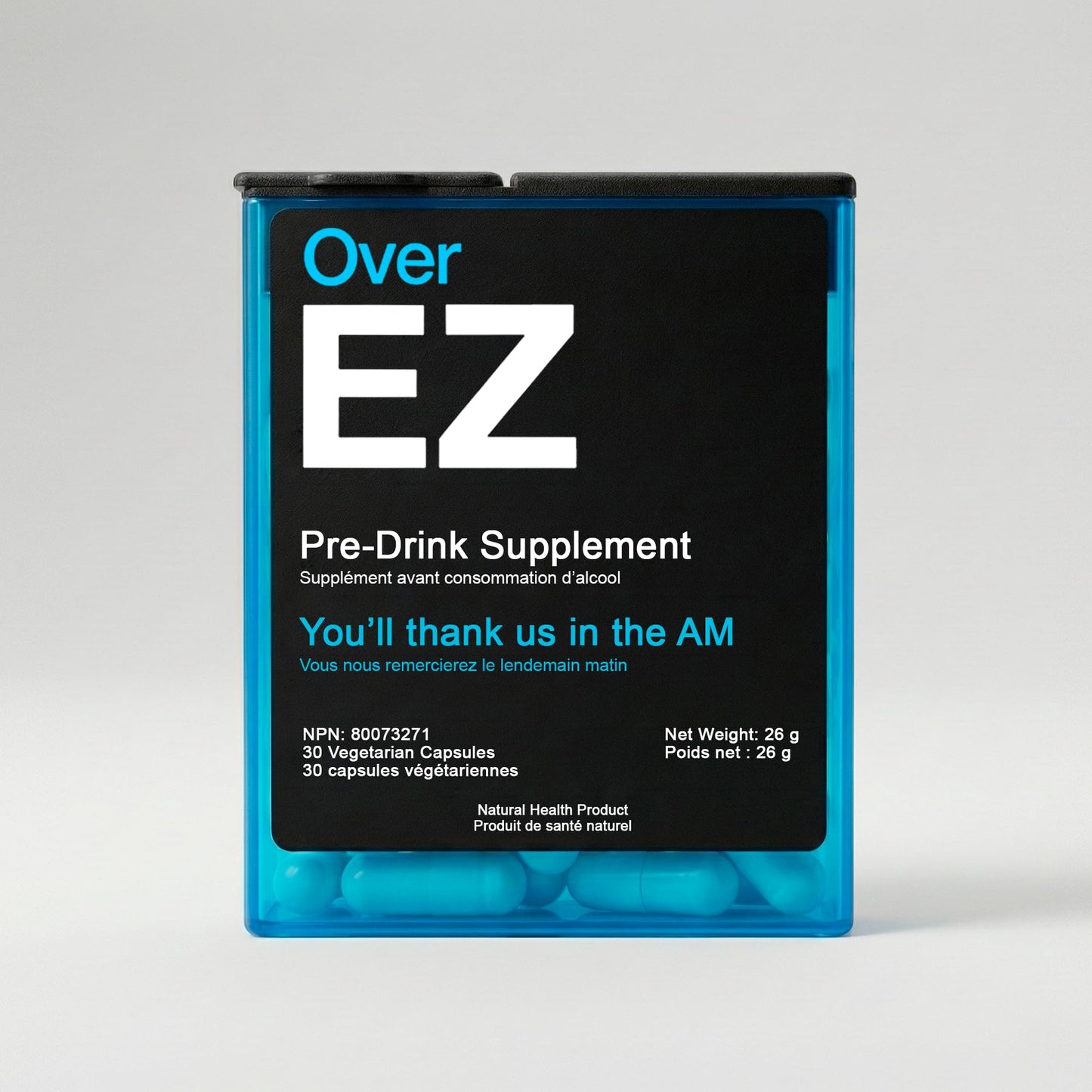 OVER EZ Pre-Drink Supplement Capsule, 30 Servings