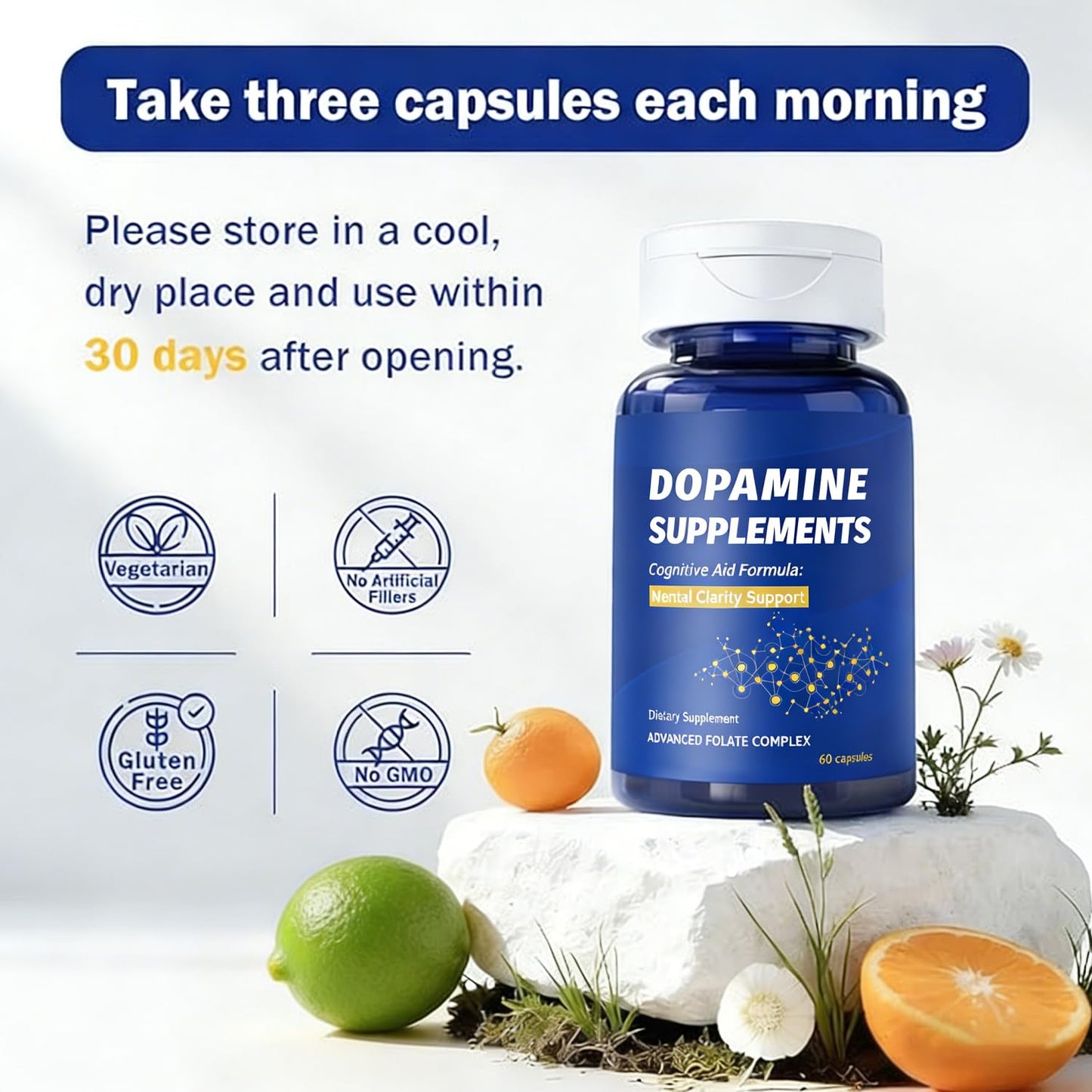 FW ZONE Dopamine Brain Supplement with L-Tyrosine 650mg Capsule, 60 Count