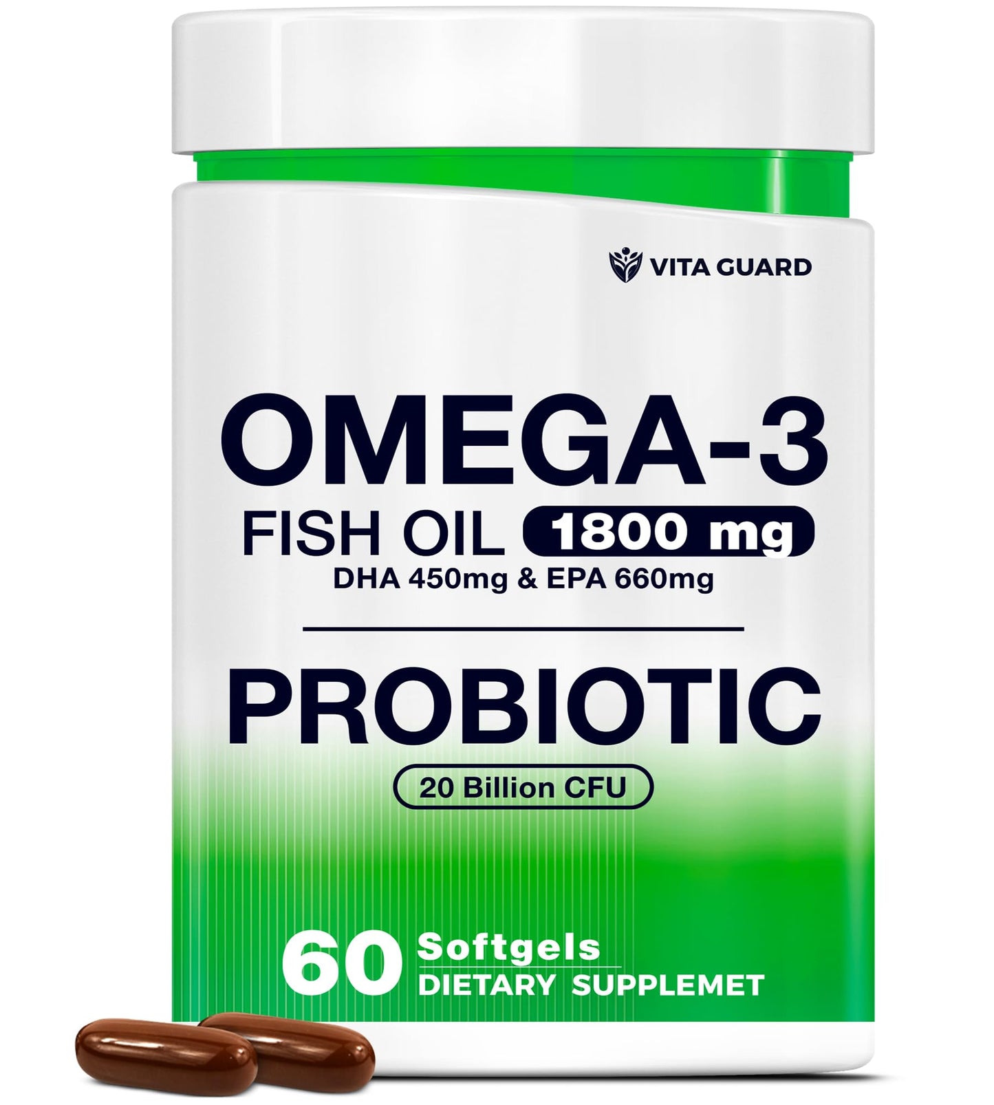 Vita Guard Omega-3 Fish Oil with Probiotics Softgels, 60 Count