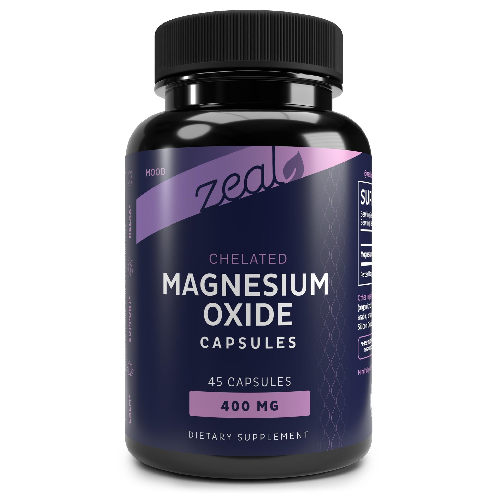 Zeal Naturals Magnesium Oxide 400mg Capsules, 45 Count